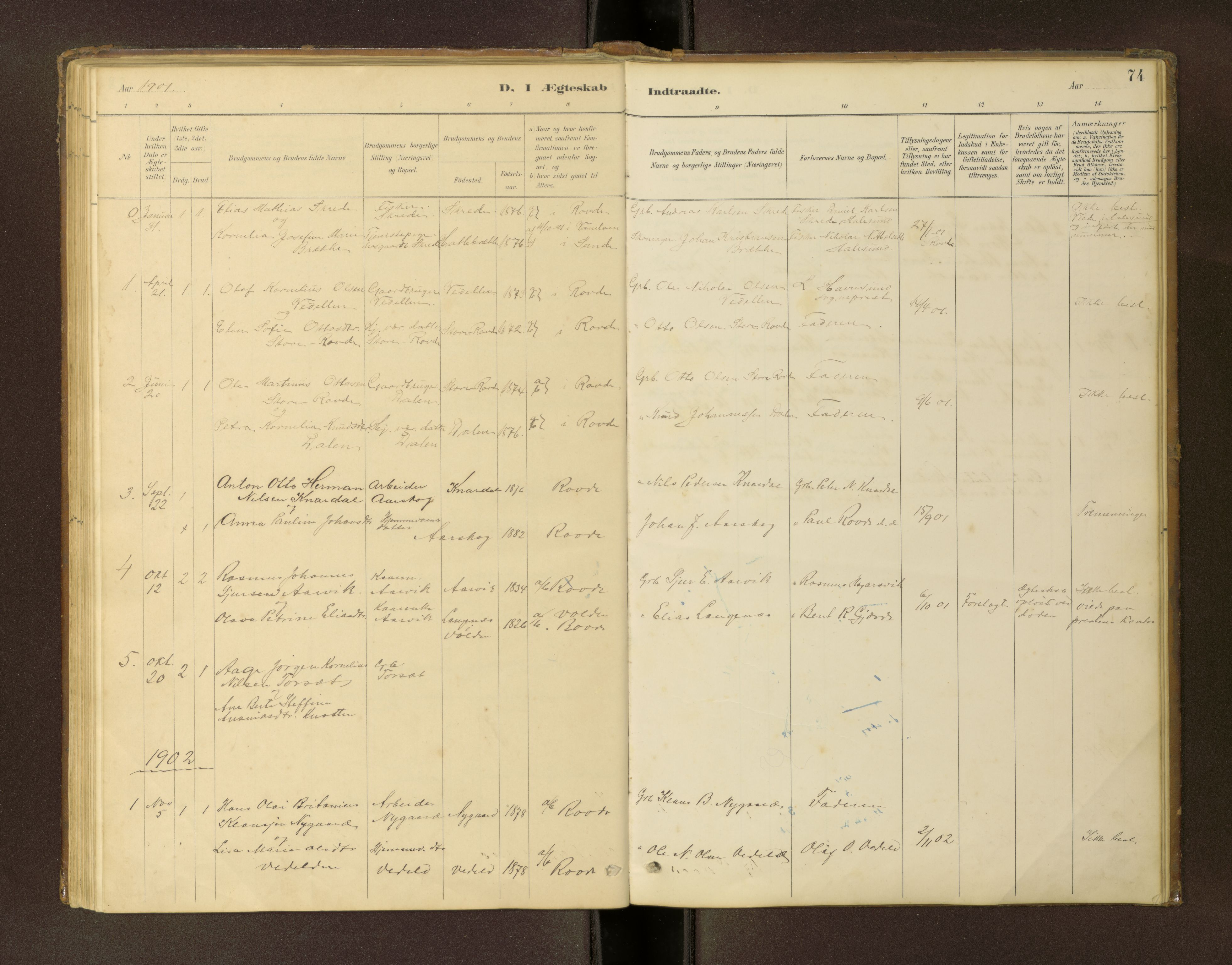 Ministerialprotokoller, klokkerbøker og fødselsregistre - Møre og Romsdal, AV/SAT-A-1454/504/L0060: Parish register (copy) no. 504C02, 1884-1903, p. 74