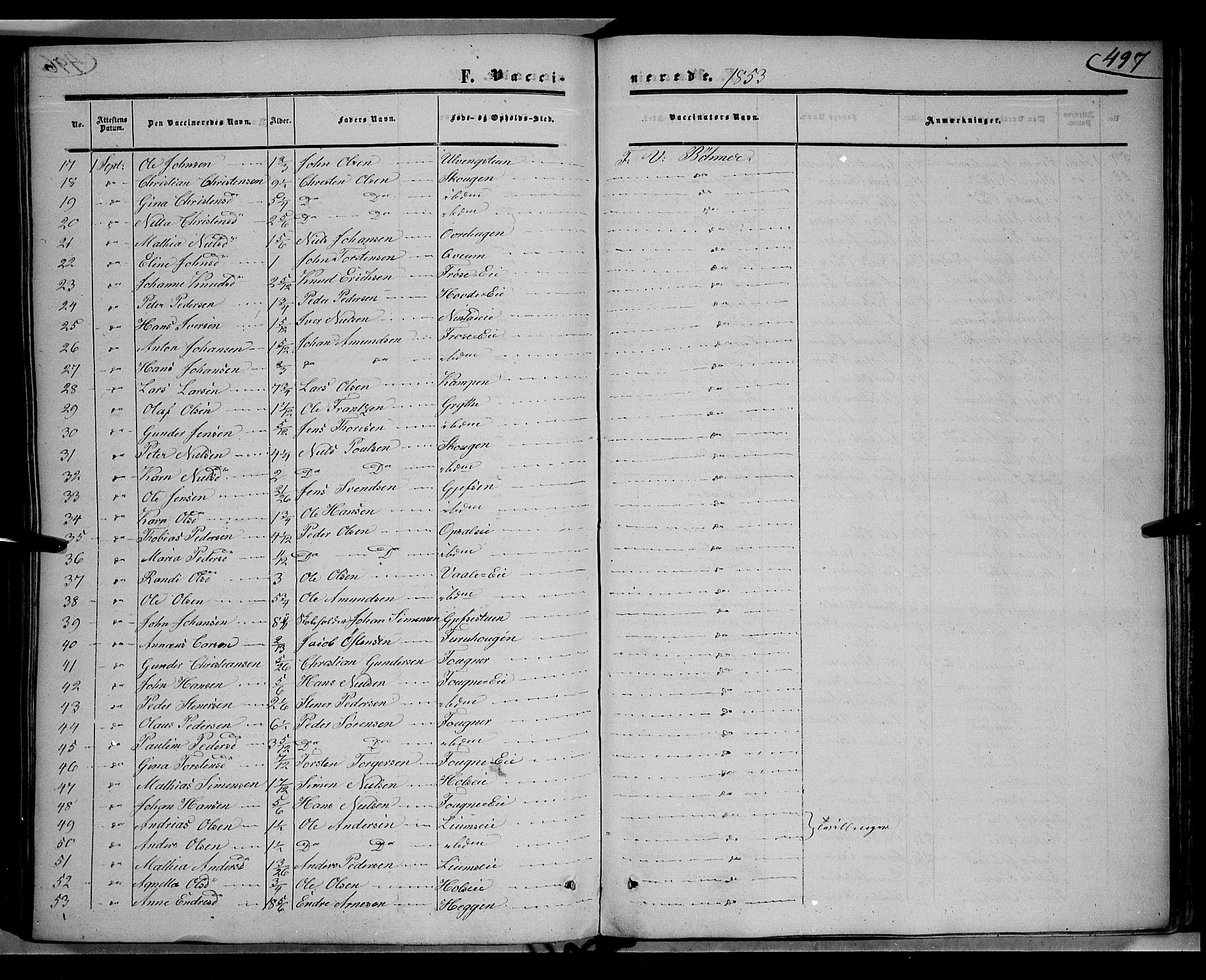 Gausdal prestekontor, SAH/PREST-090/H/Ha/Haa/L0008: Parish register (official) no. 8, 1850-1861, p. 497