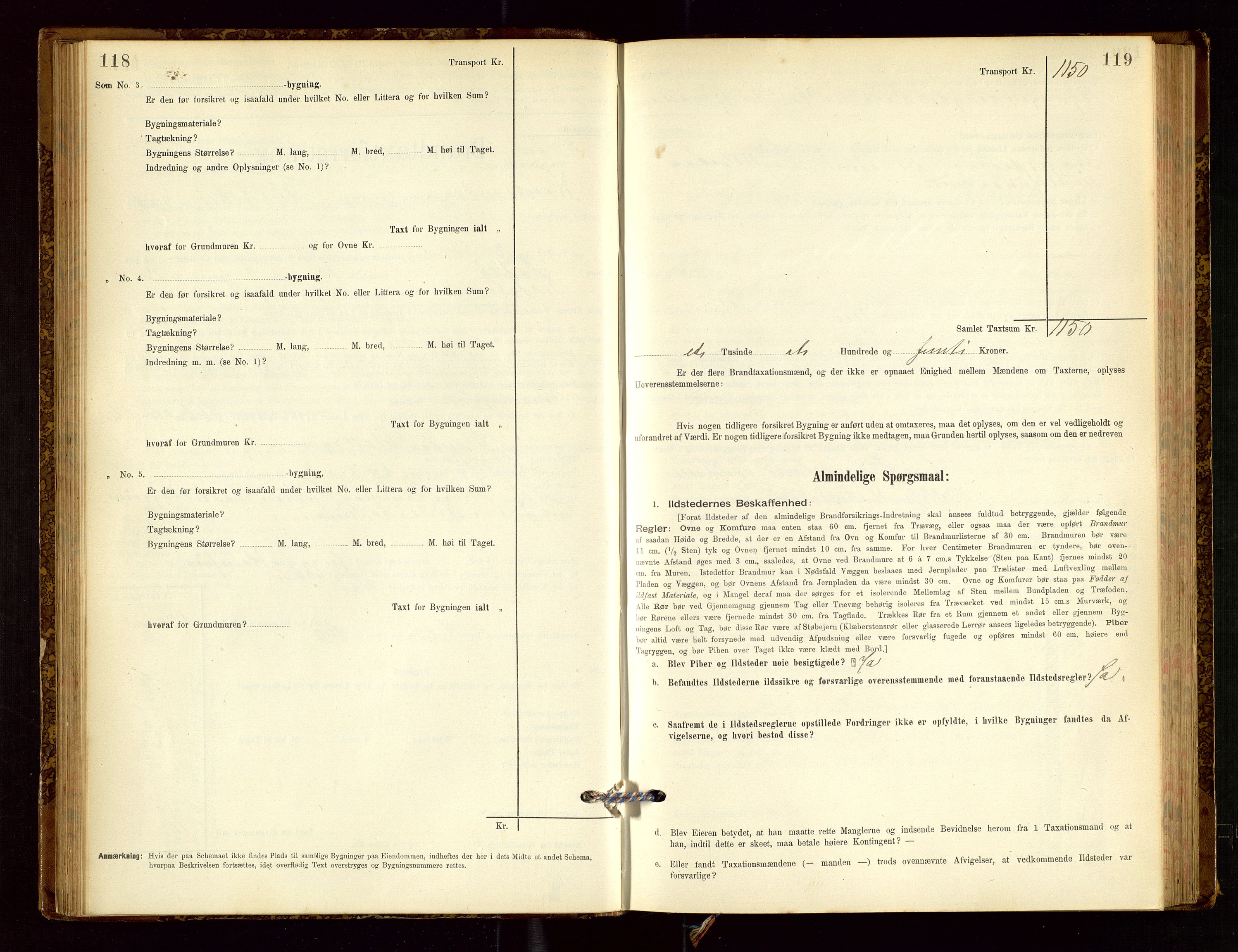 Nedstrand lensmannskontor, AV/SAST-A-100236/Gob/L0001: "Brandtaxationsprotokol for Nerstrand Lensmandsdistrikt Ryfylke fogderi", 1895-1915, p. 118-119