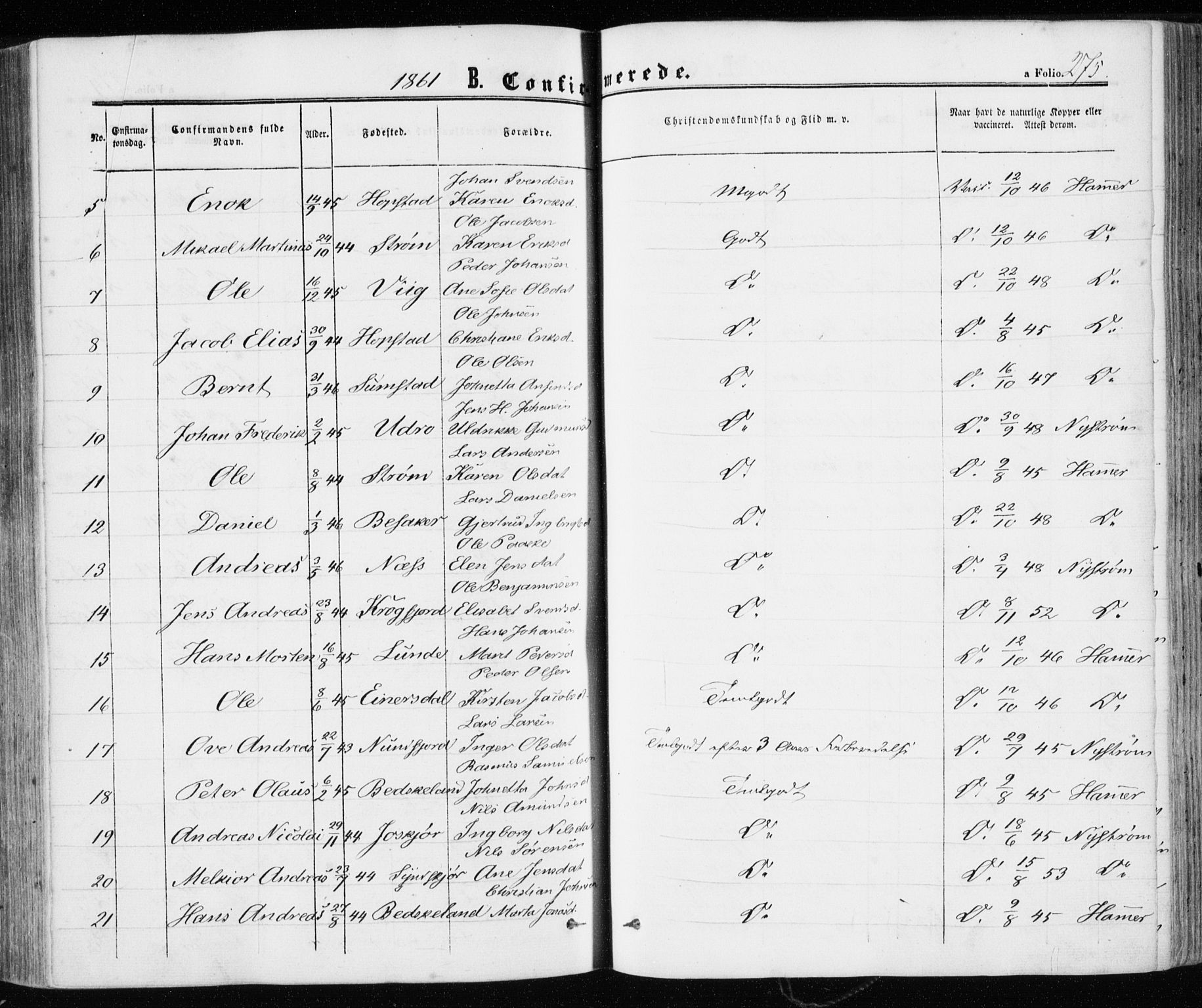 Ministerialprotokoller, klokkerbøker og fødselsregistre - Sør-Trøndelag, AV/SAT-A-1456/657/L0705: Parish register (official) no. 657A06, 1858-1867, p. 275