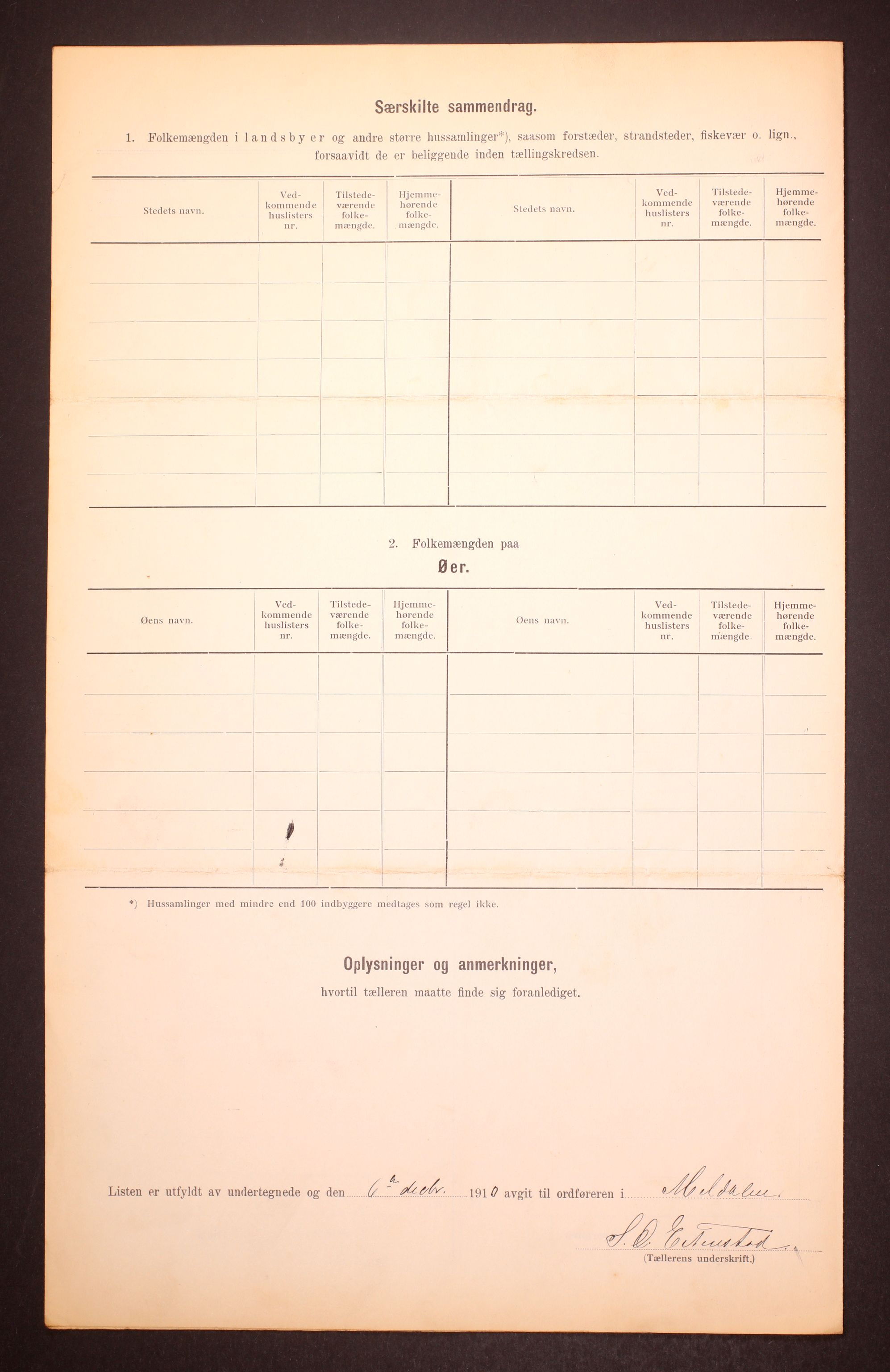 RA, 1910 census for Meldal, 1910, p. 6