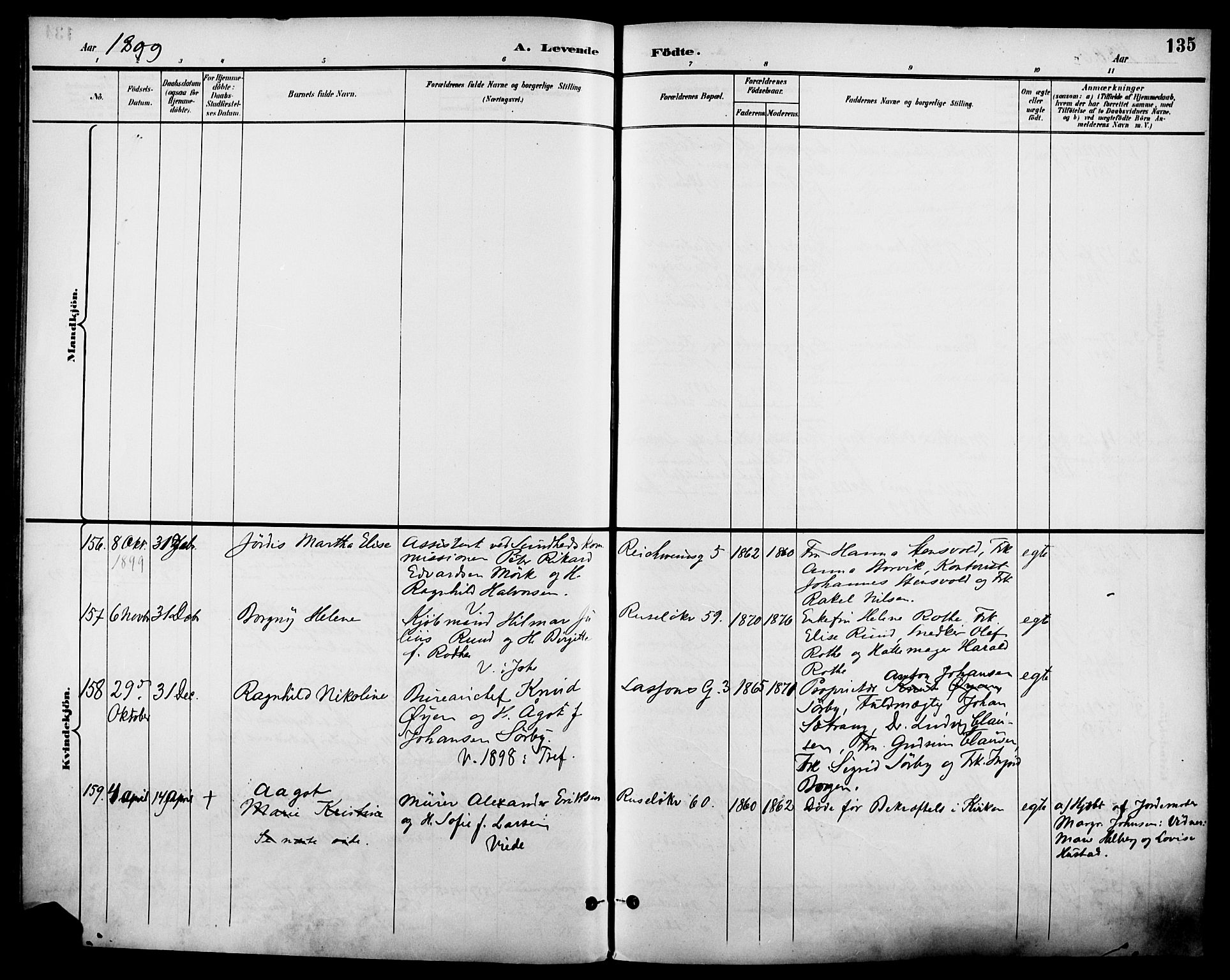 Johannes prestekontor Kirkebøker, AV/SAO-A-10852/F/Fa/L0007: Parish register (official) no. 7, 1896-1905, p. 135