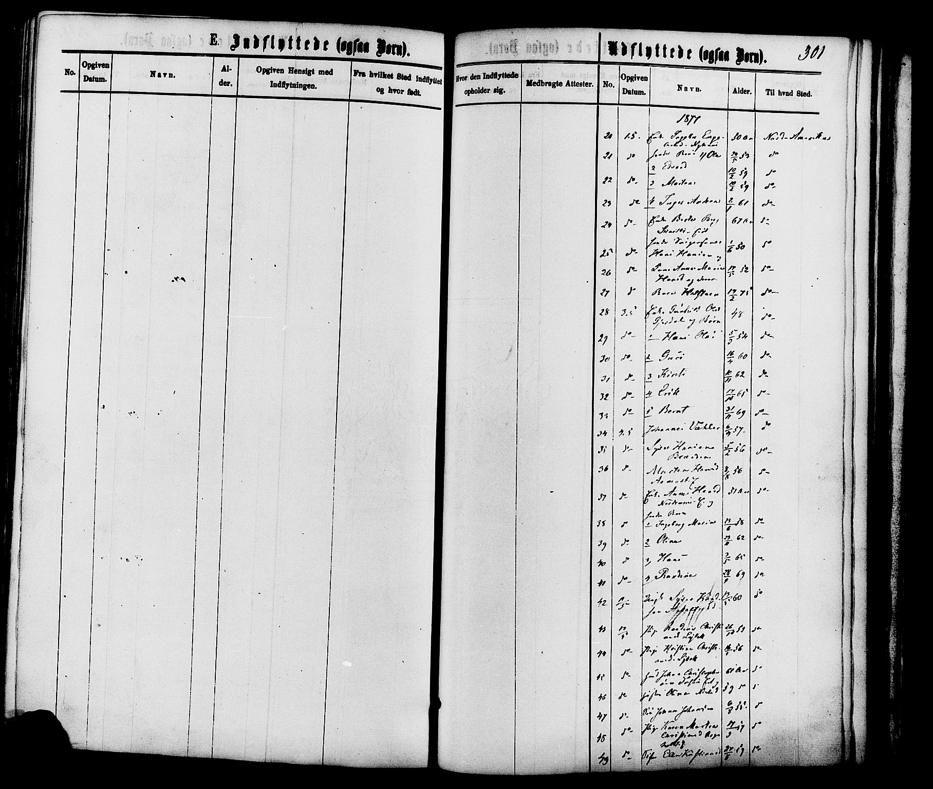Nordre Land prestekontor, SAH/PREST-124/H/Ha/Haa/L0002: Parish register (official) no. 2, 1872-1881, p. 301