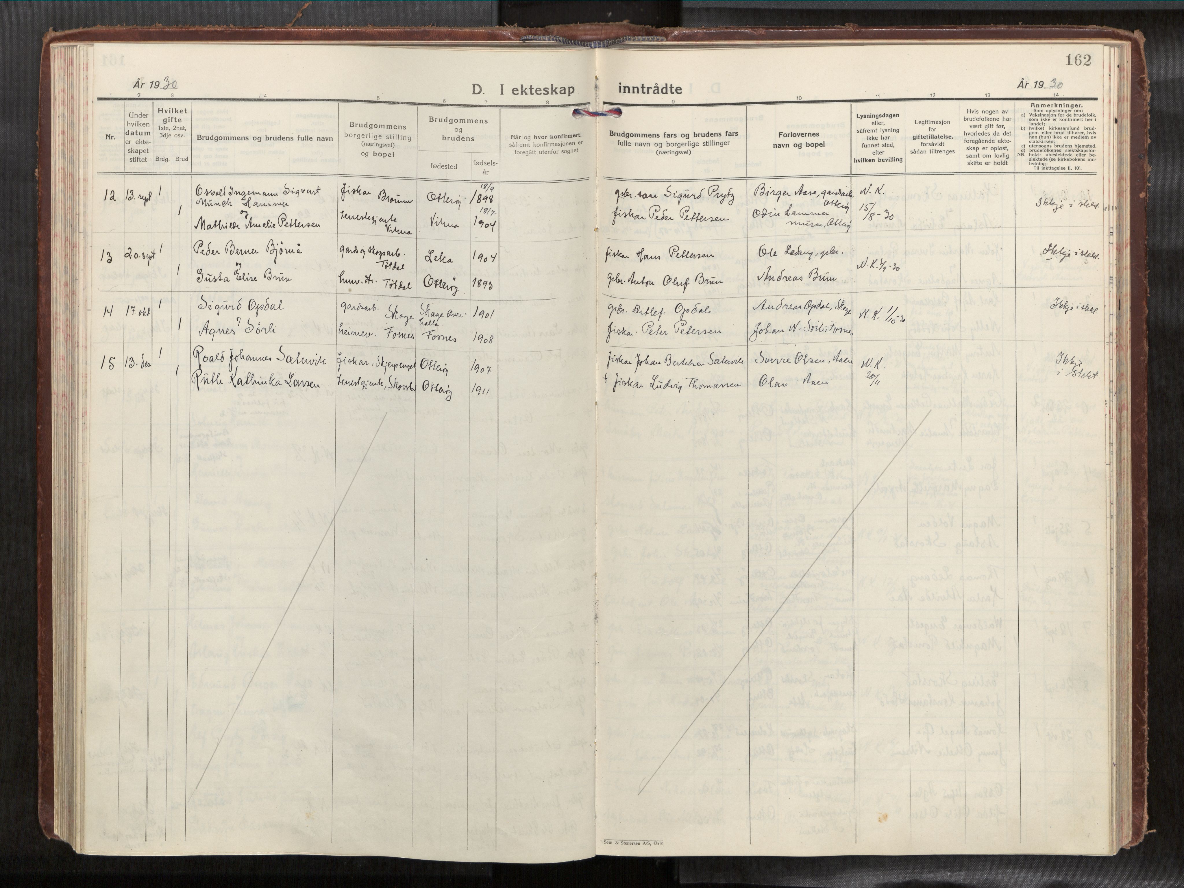 Ministerialprotokoller, klokkerbøker og fødselsregistre - Nord-Trøndelag, AV/SAT-A-1458/774/L0629a: Parish register (official) no. 774A04, 1927-1945, p. 162