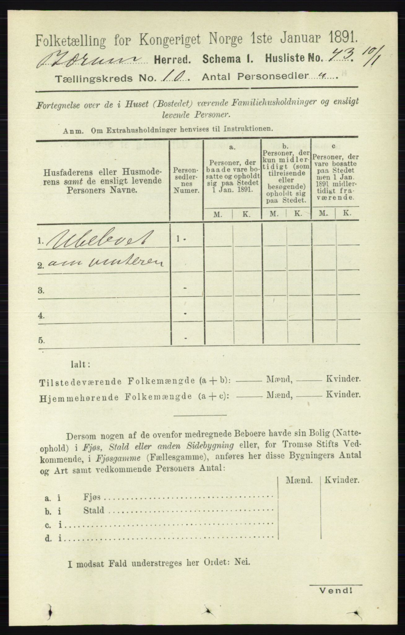 RA, 1891 census for 0219 Bærum, 1891, p. 6327