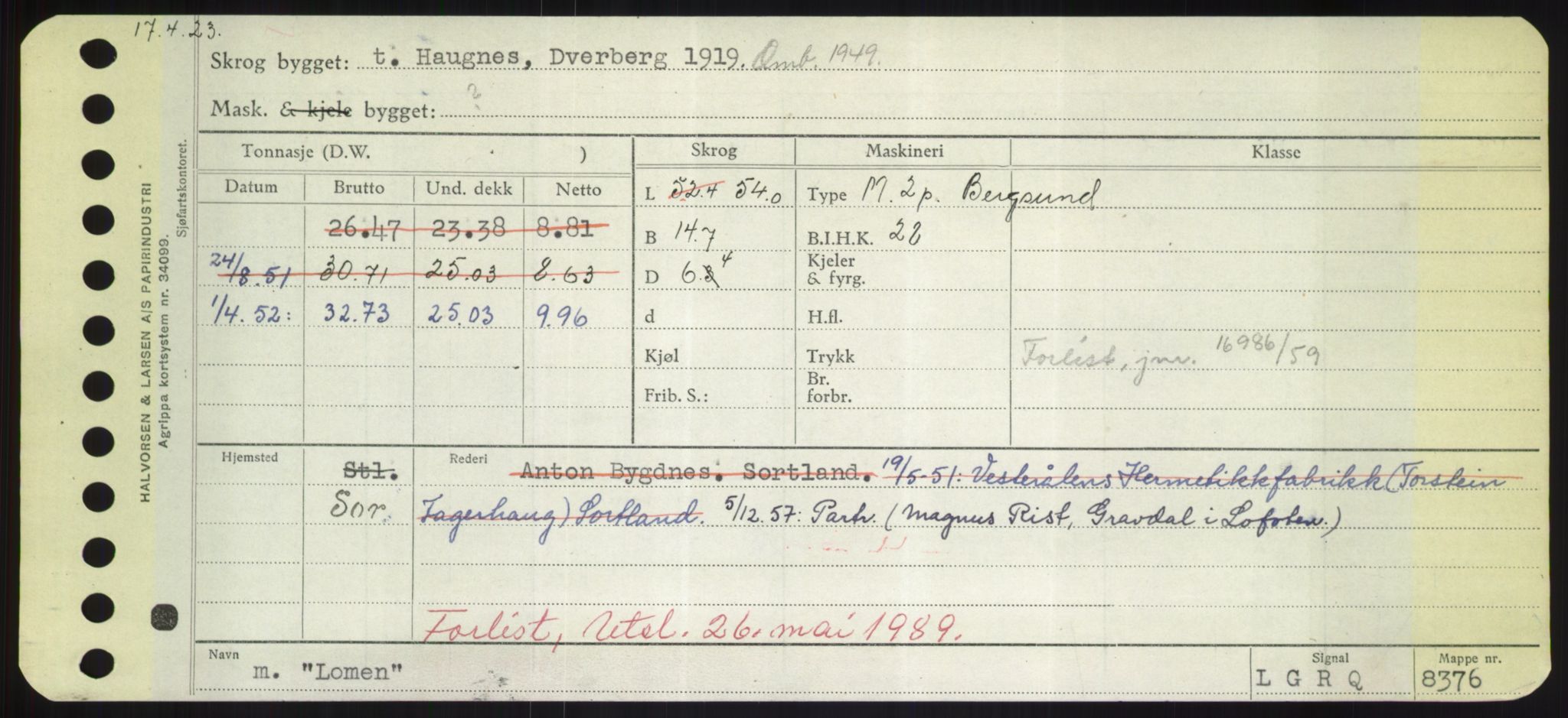 Sjøfartsdirektoratet med forløpere, Skipsmålingen, RA/S-1627/H/Hd/L0023: Fartøy, Lia-Løv, p. 311