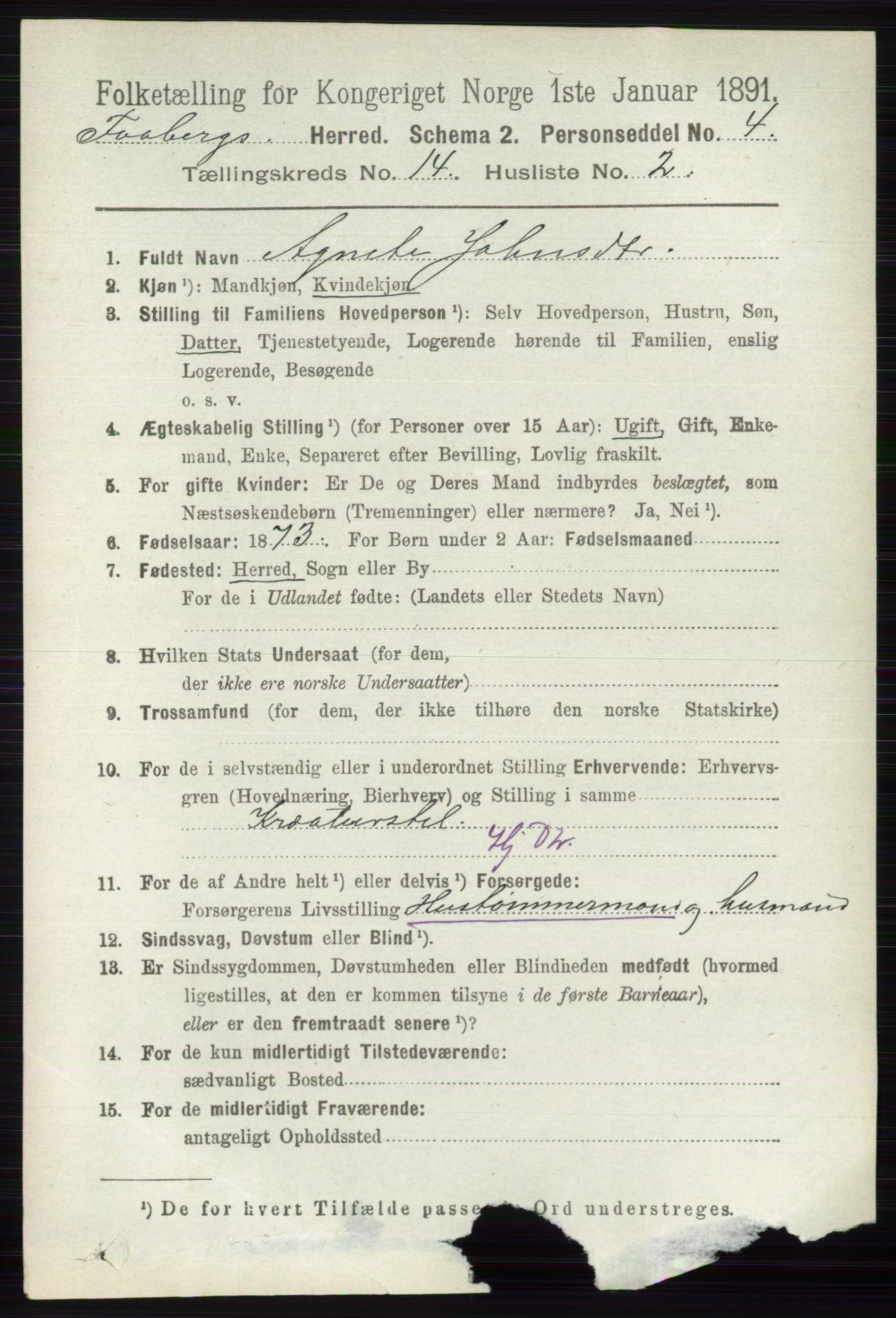 RA, 1891 census for 0524 Fåberg, 1891, p. 5620