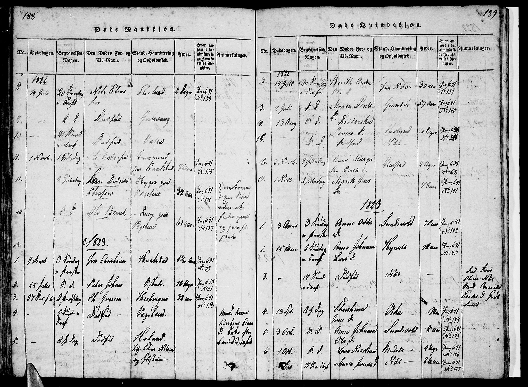 Ministerialprotokoller, klokkerbøker og fødselsregistre - Nordland, SAT/A-1459/816/L0239: Parish register (official) no. 816A05, 1820-1845, p. 188-189