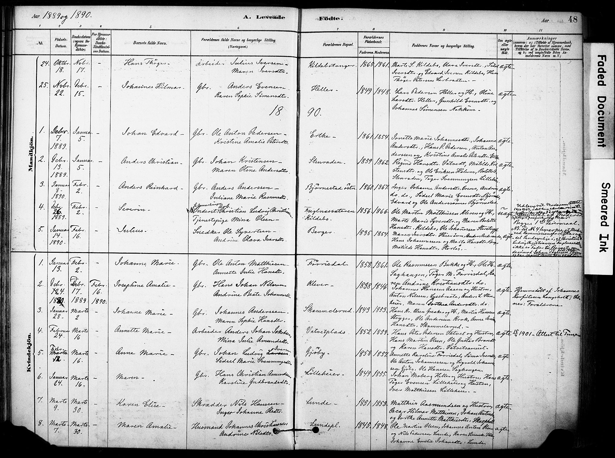 Rakkestad prestekontor Kirkebøker, AV/SAO-A-2008/F/Fb/L0001: Parish register (official) no. II 1, 1878-1899, p. 48