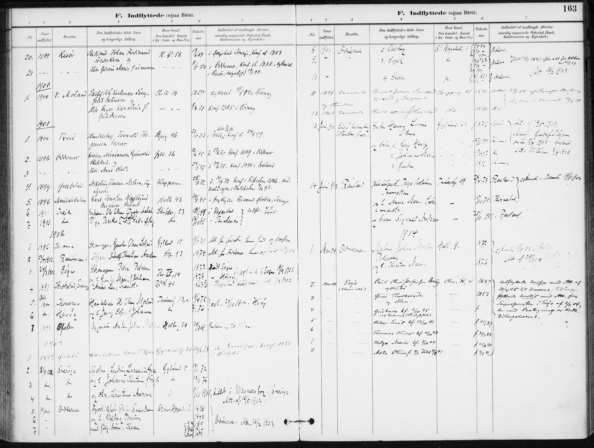 Kristiansand domprosti, AV/SAK-1112-0006/F/Fa/L0020: Parish register (official) no. A 19, 1893-1904, p. 163