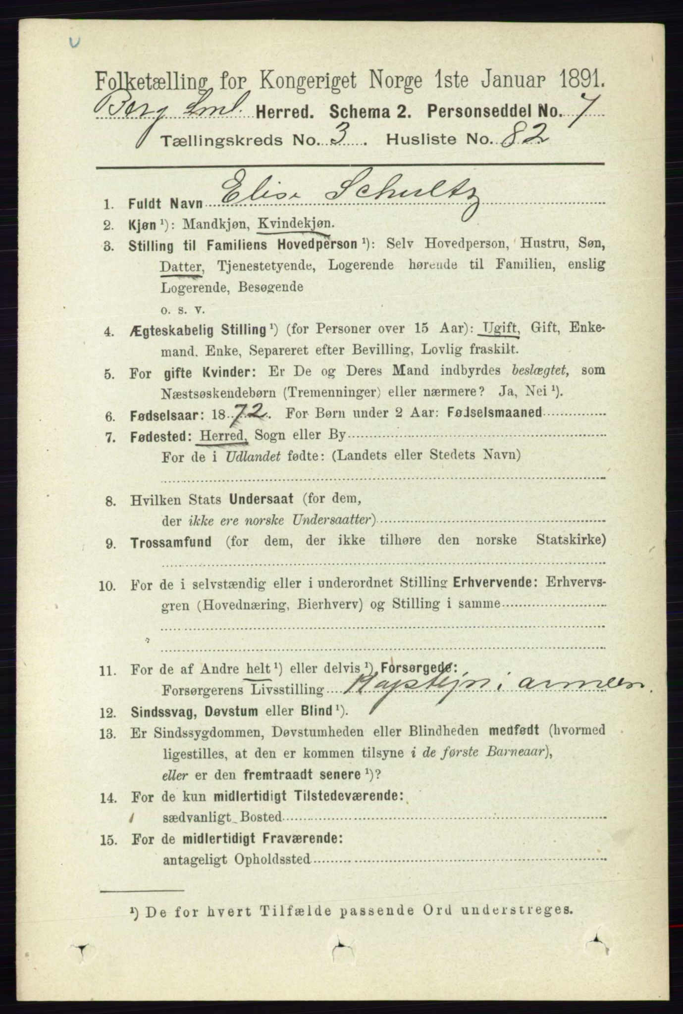 RA, 1891 census for 0116 Berg, 1891, p. 2420