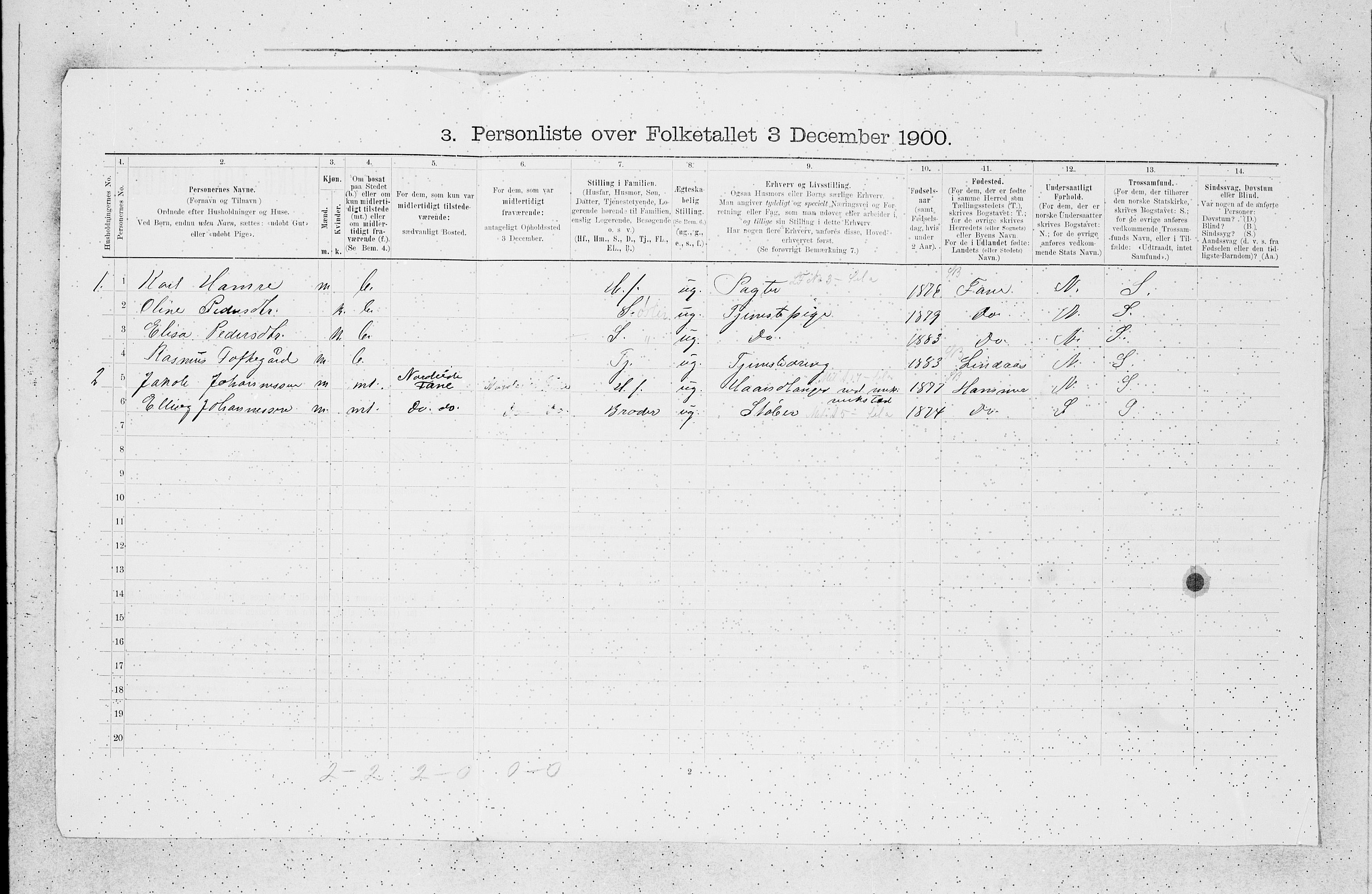 SAB, 1900 census for Askøy, 1900, p. 33