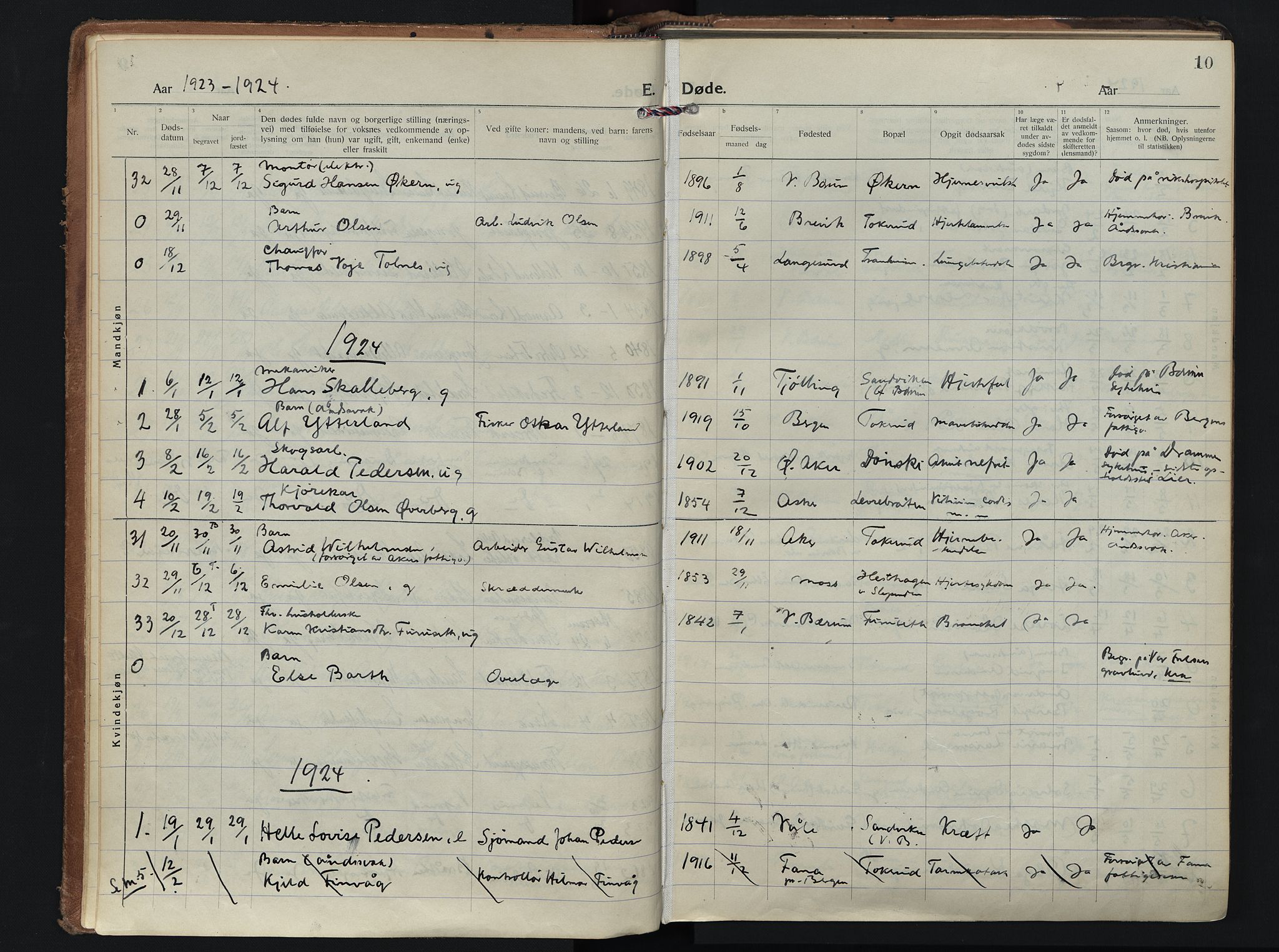 Vestre Bærum prestekontor Kirkebøker, AV/SAO-A-10209a/F/Fa/L0005: Parish register (official) no. 5, 1922-1962, p. 10