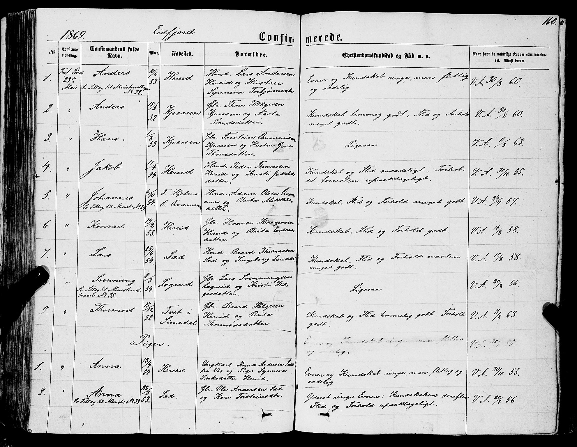 Ulvik sokneprestembete, AV/SAB-A-78801/H/Haa: Parish register (official) no. A 15, 1864-1878, p. 160