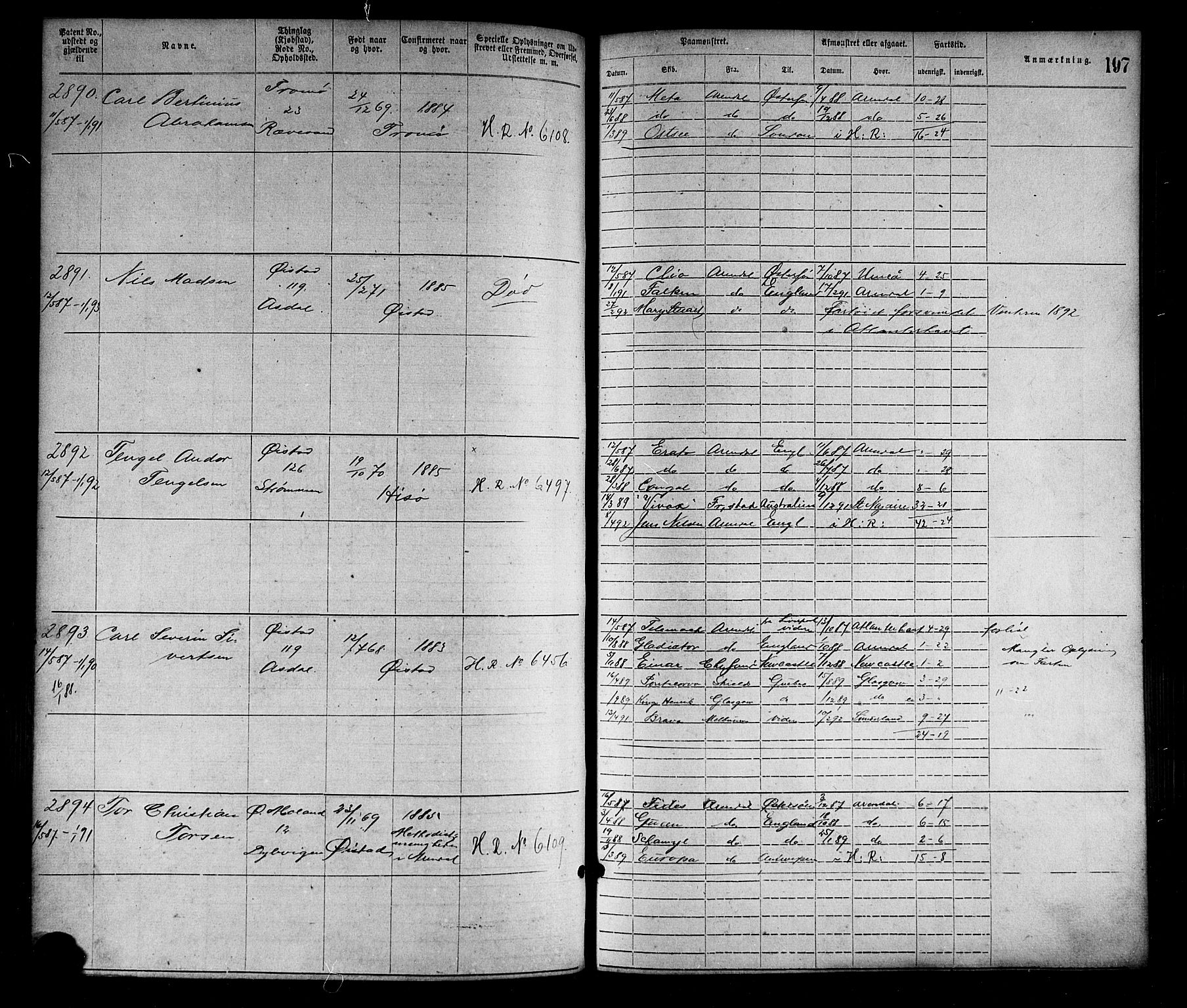 Arendal mønstringskrets, SAK/2031-0012/F/Fa/L0003: Annotasjonsrulle nr 1911-3827 med register, S-3, 1880-1892, p. 228
