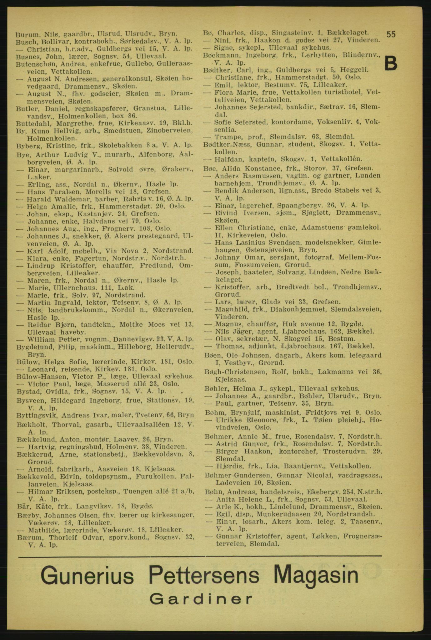Aker adressebok/adressekalender, PUBL/001/A/004: Aker adressebok, 1929, p. 55