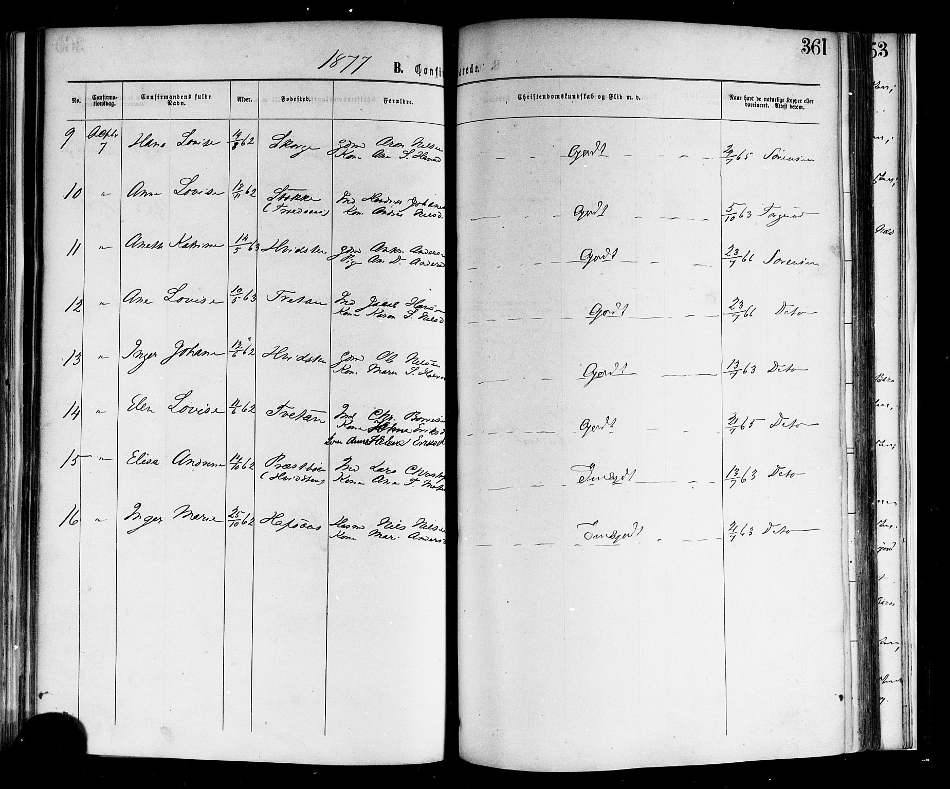 Andebu kirkebøker, AV/SAKO-A-336/F/Fa/L0006: Parish register (official) no. I 6, 1871-1878, p. 361