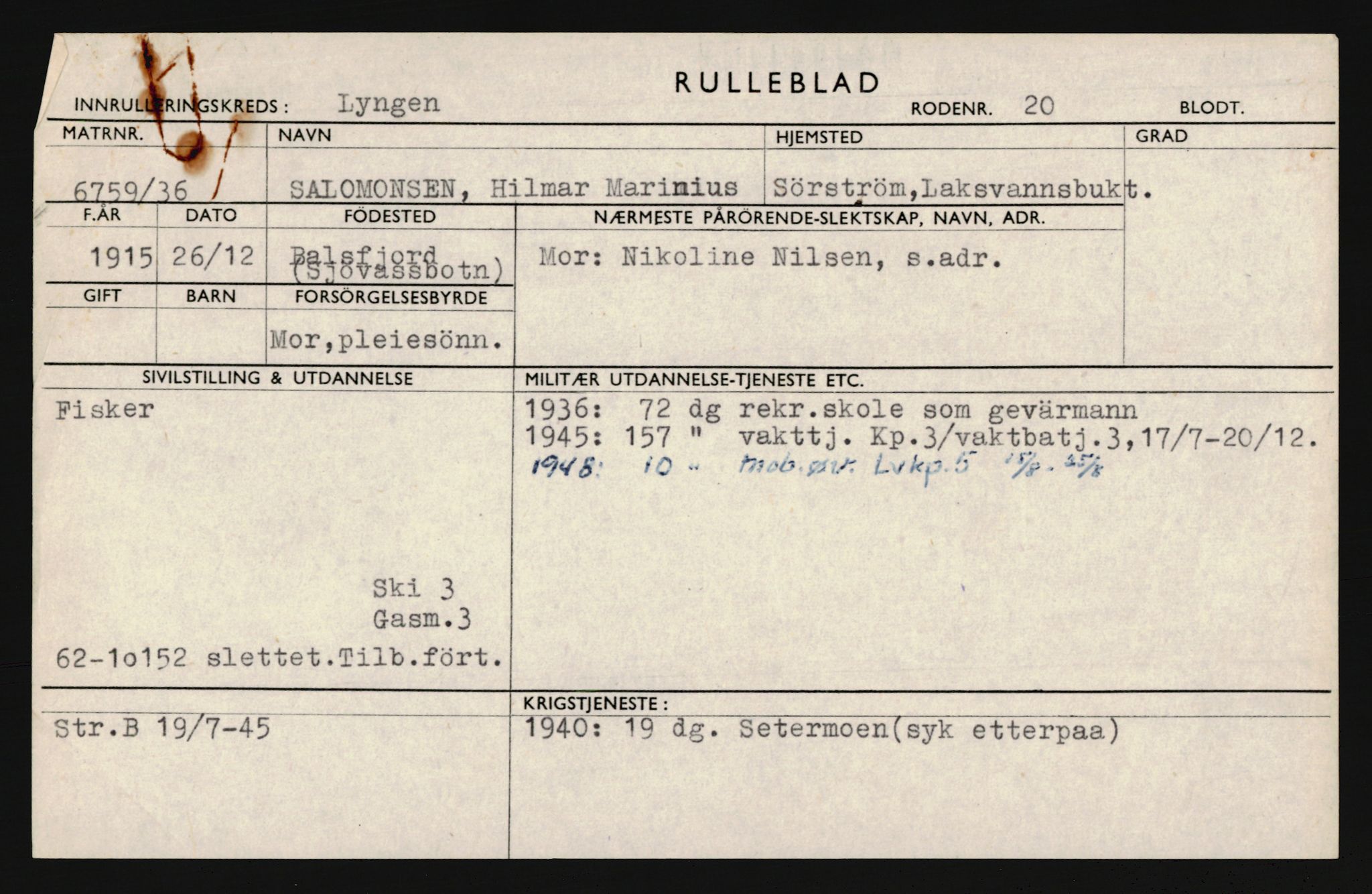 Forsvaret, Troms infanteriregiment nr. 16, AV/RA-RAFA-3146/P/Pa/L0020: Rulleblad for regimentets menige mannskaper, årsklasse 1936, 1936, p. 1171