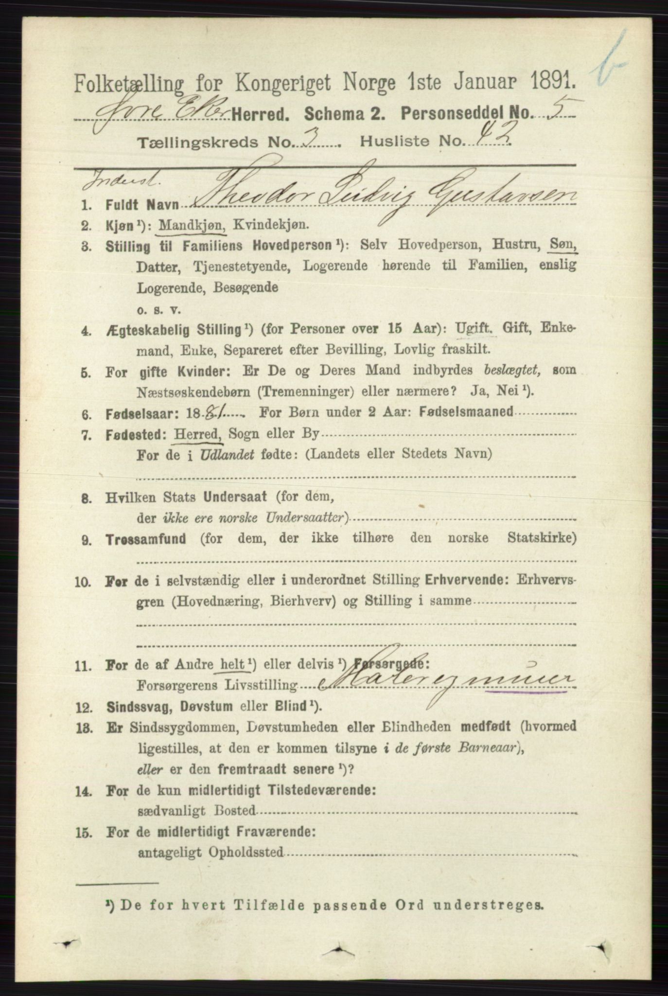 RA, 1891 census for 0624 Øvre Eiker, 1891, p. 9257