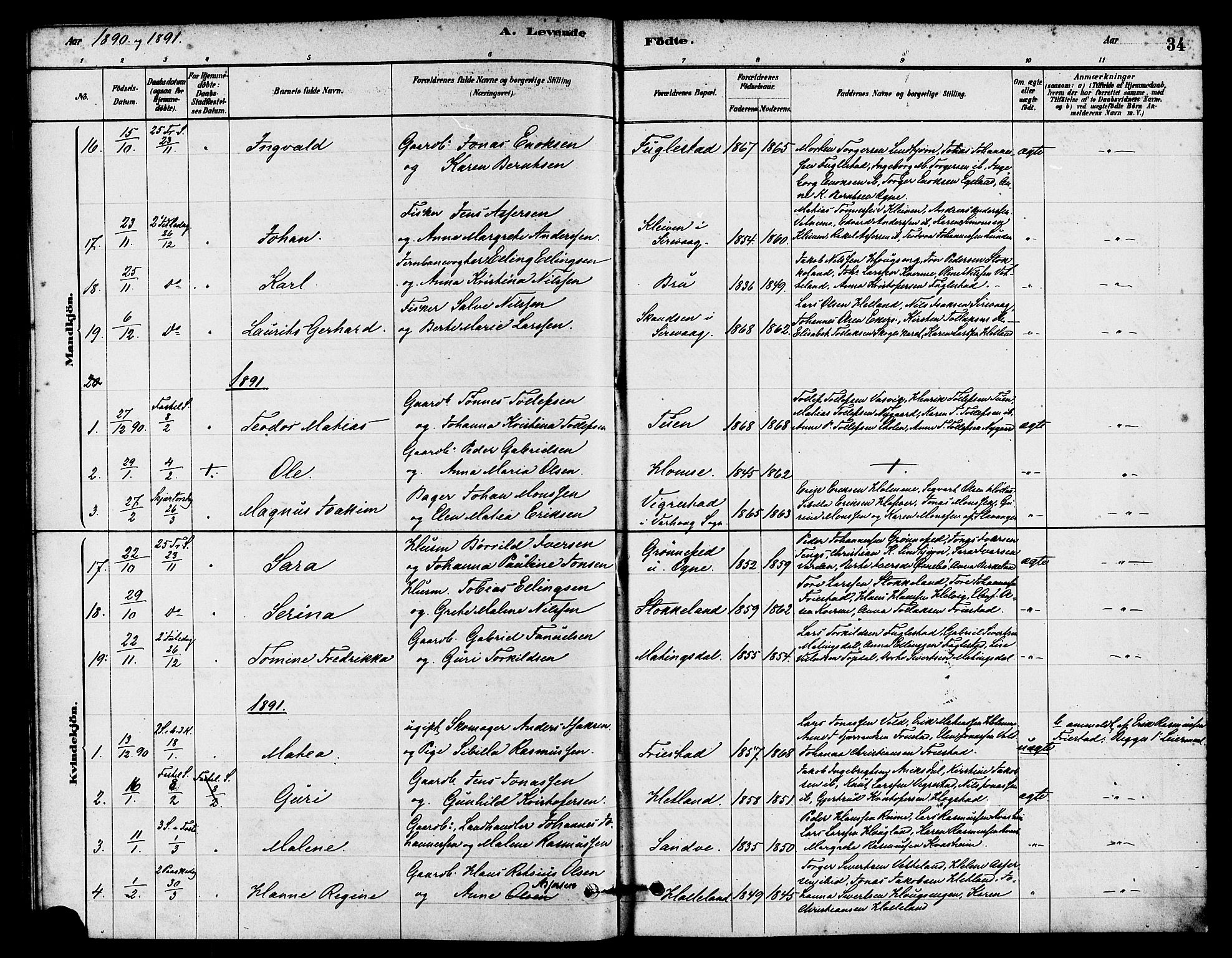 Eigersund sokneprestkontor, AV/SAST-A-101807/S08/L0016: Parish register (official) no. A 16, 1879-1893, p. 34