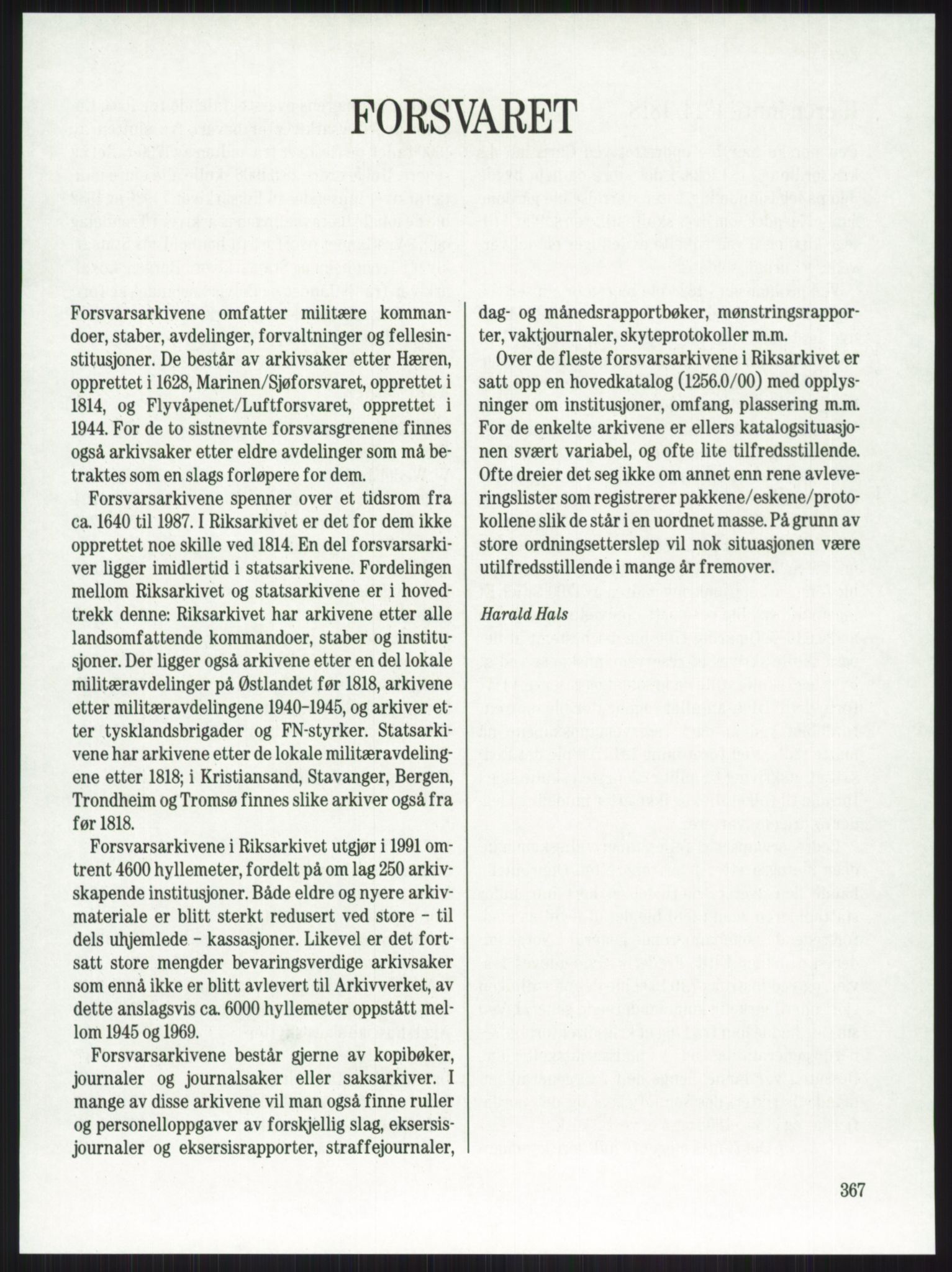 Publikasjoner utgitt av Arkivverket, PUBL/PUBL-001/A/0001: Knut Johannessen, Ole Kolsrud og Dag Mangset (red.): Håndbok for Riksarkivet (1992), 1992, p. 367