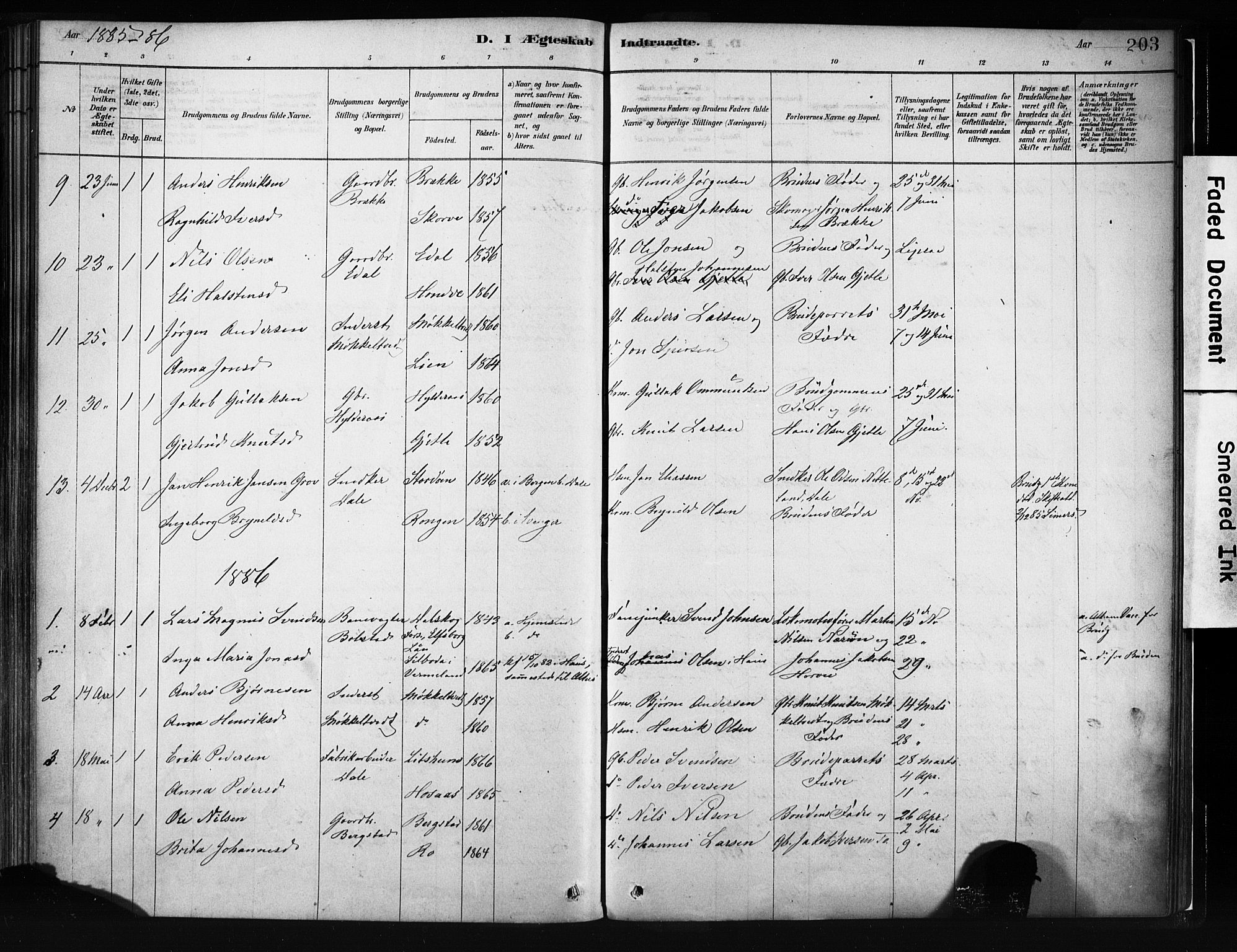 Evanger sokneprestembete, SAB/A-99924: Parish register (official) no. A 1, 1877-1899, p. 203