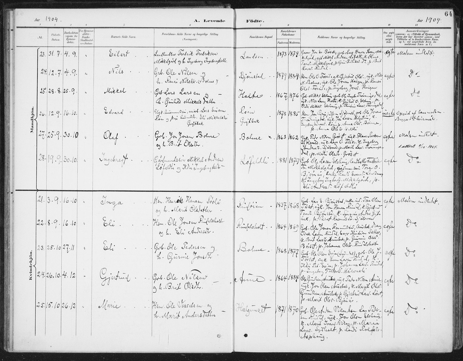 Ministerialprotokoller, klokkerbøker og fødselsregistre - Møre og Romsdal, AV/SAT-A-1454/598/L1072: Parish register (official) no. 598A06, 1896-1910, p. 64