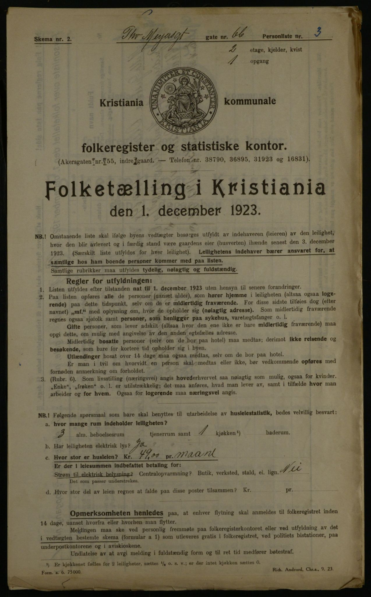 OBA, Municipal Census 1923 for Kristiania, 1923, p. 122392