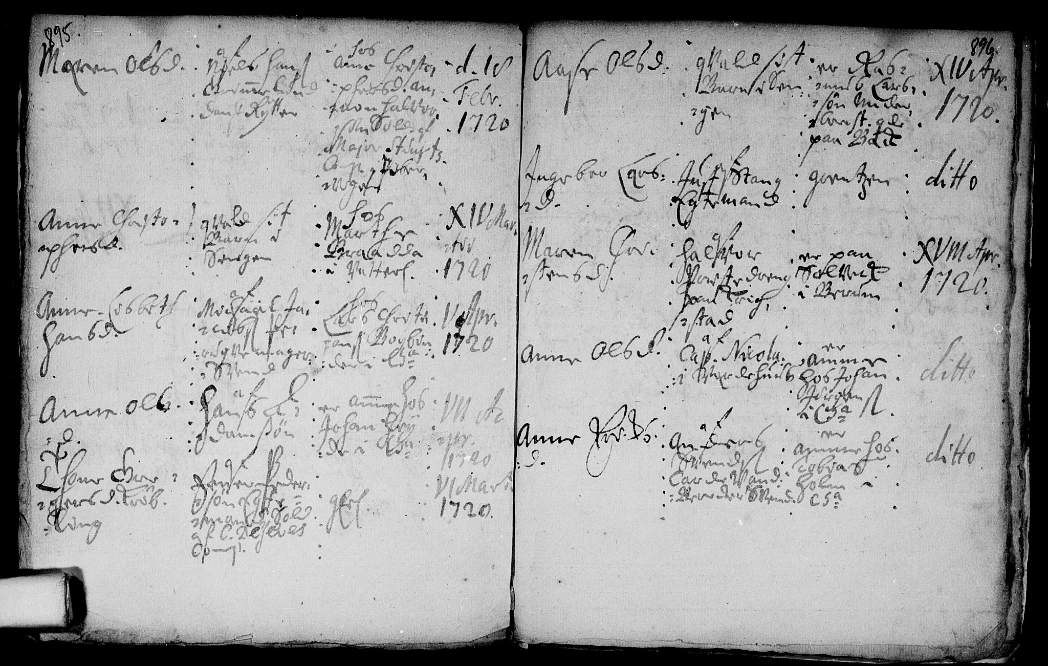 Aker prestekontor kirkebøker, SAO/A-10861/F/L0002: Parish register (official) no. 2, 1714-1720, p. 895-896