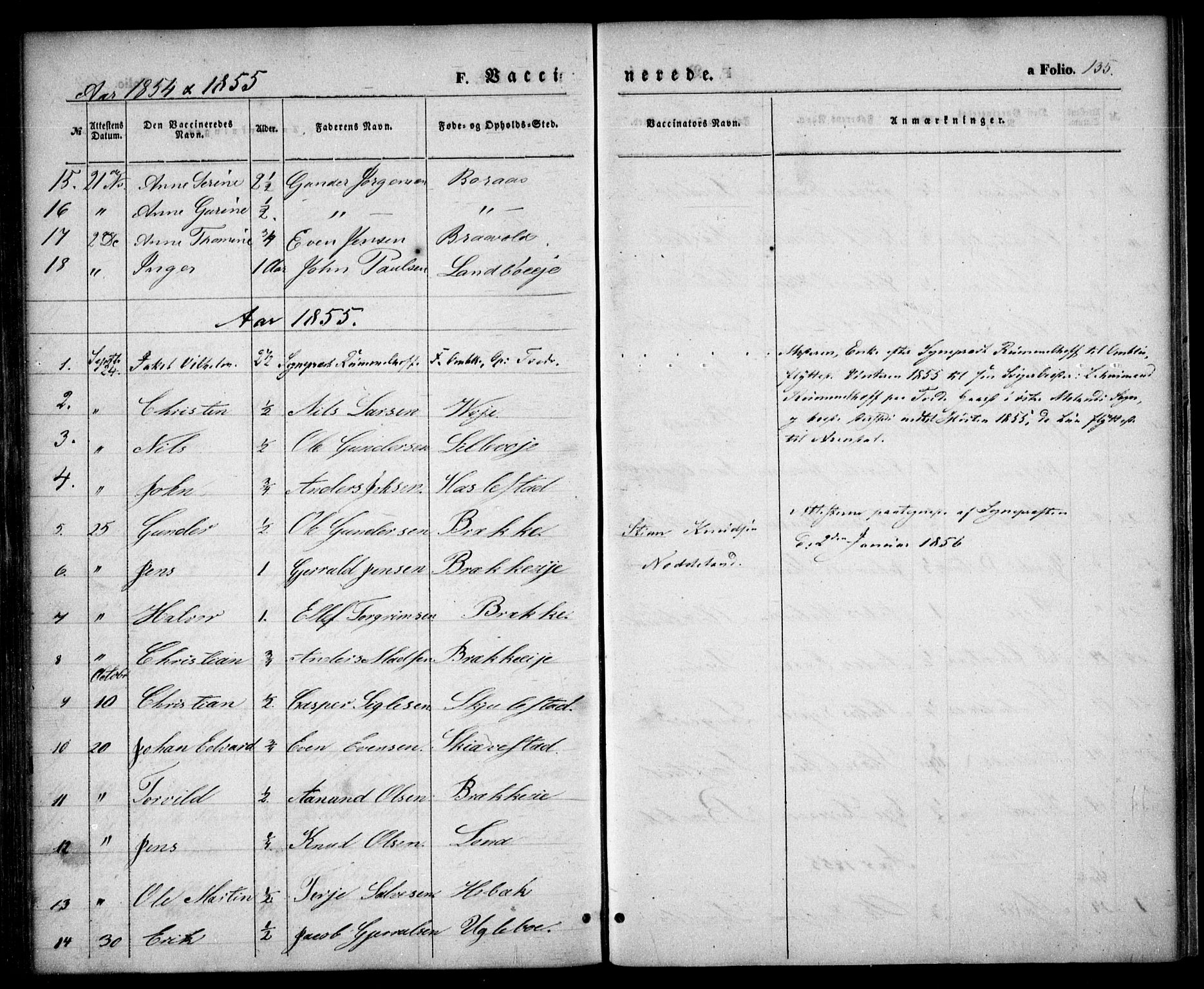 Austre Moland sokneprestkontor, SAK/1111-0001/F/Fa/Faa/L0007: Parish register (official) no. A 7, 1847-1857, p. 135