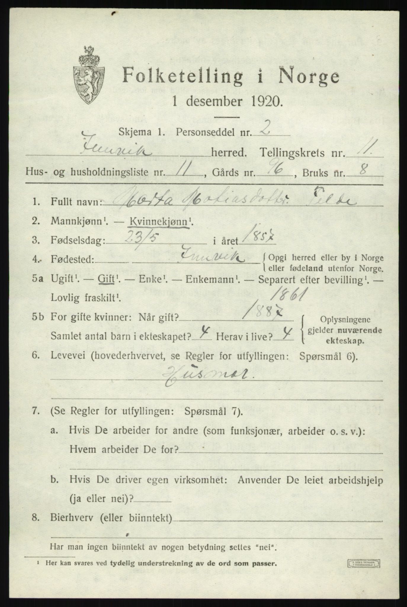 SAB, 1920 census for Innvik, 1920, p. 4641