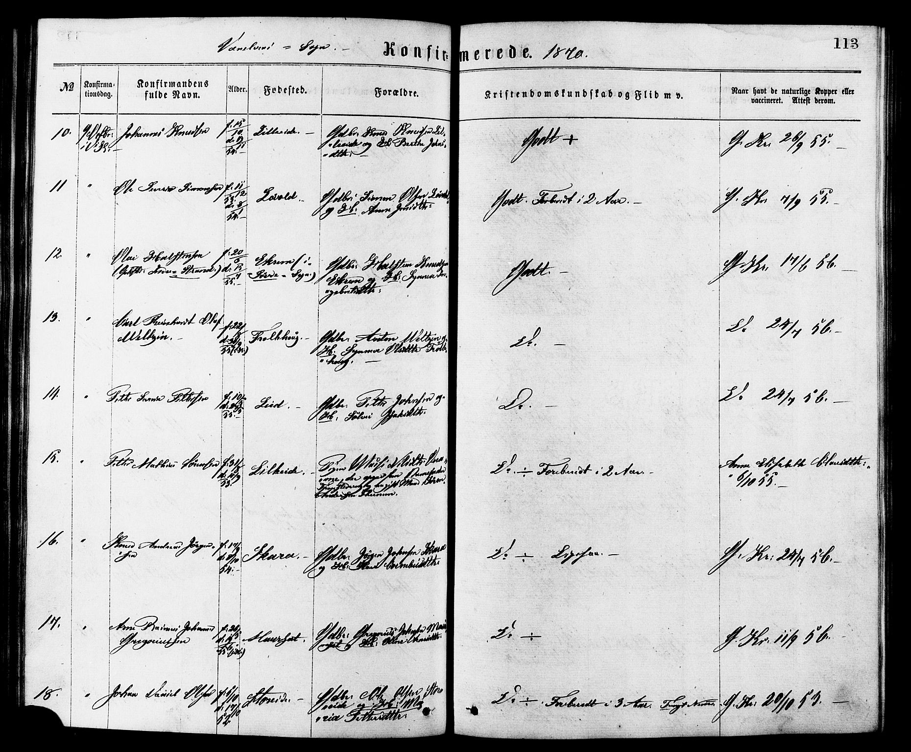 Ministerialprotokoller, klokkerbøker og fødselsregistre - Møre og Romsdal, AV/SAT-A-1454/501/L0007: Parish register (official) no. 501A07, 1868-1884, p. 113
