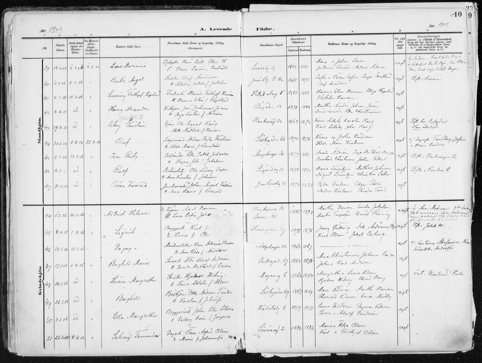 Kampen prestekontor Kirkebøker, SAO/A-10853/F/Fa/L0010: Parish register (official) no. I 10, 1905-1917, p. 10