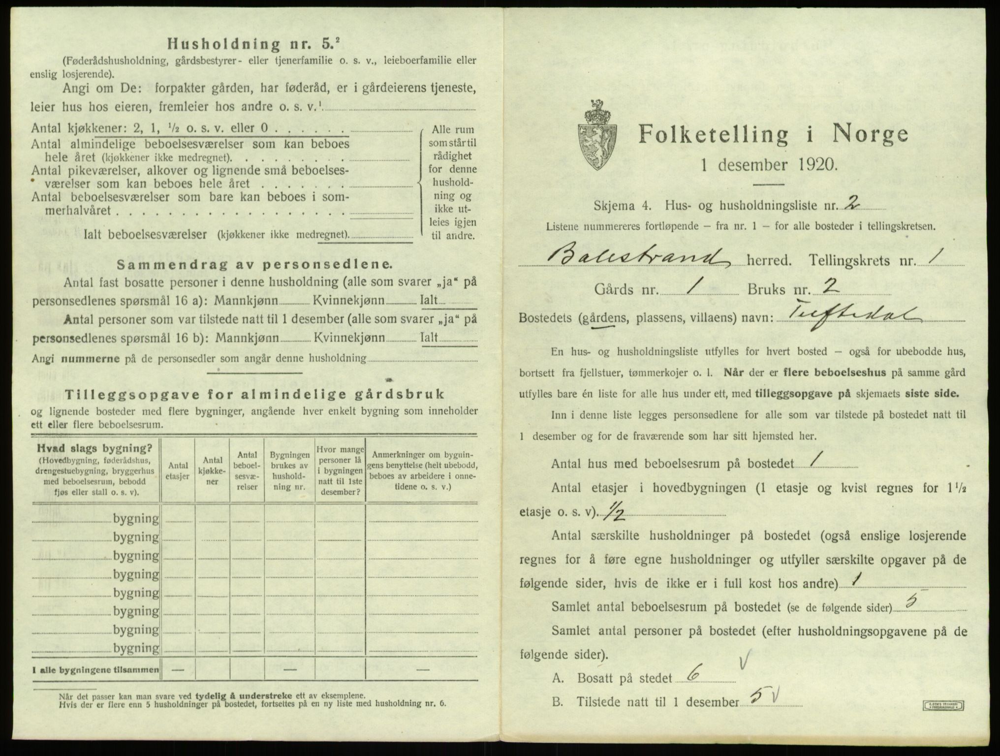 SAB, 1920 census for Balestrand, 1920, p. 41