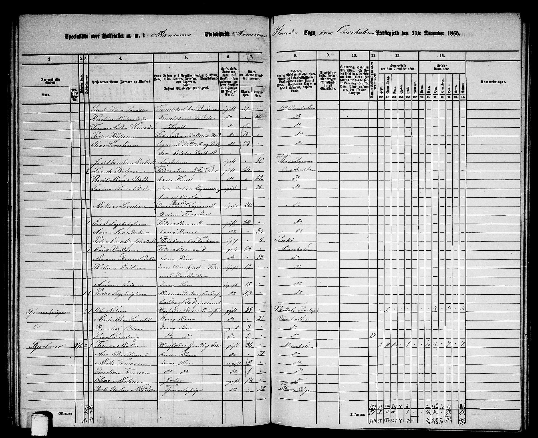 RA, 1865 census for Overhalla, 1865, p. 27