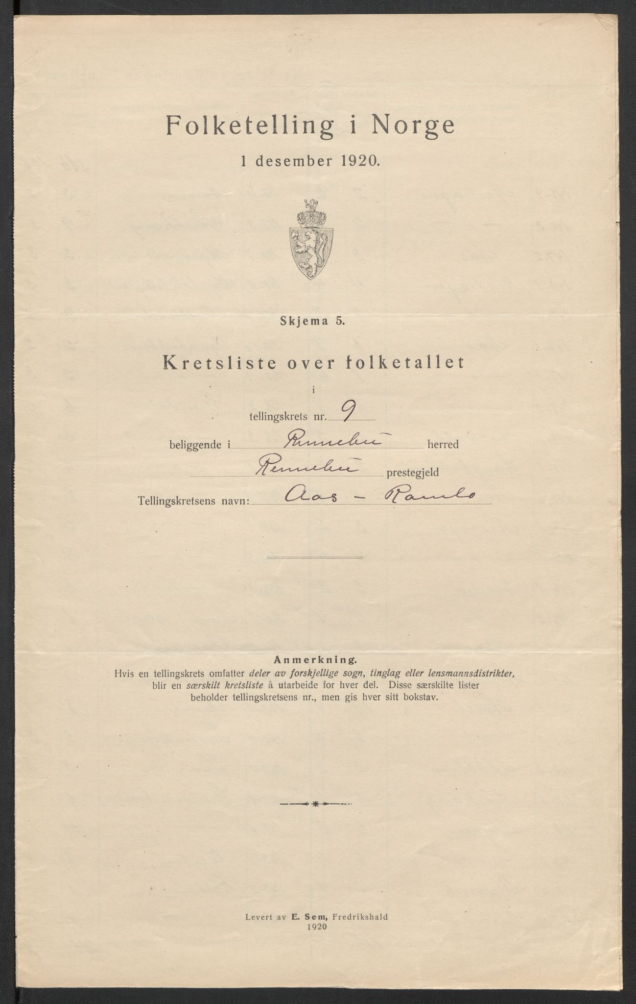 SAT, 1920 census for Rennebu, 1920, p. 33