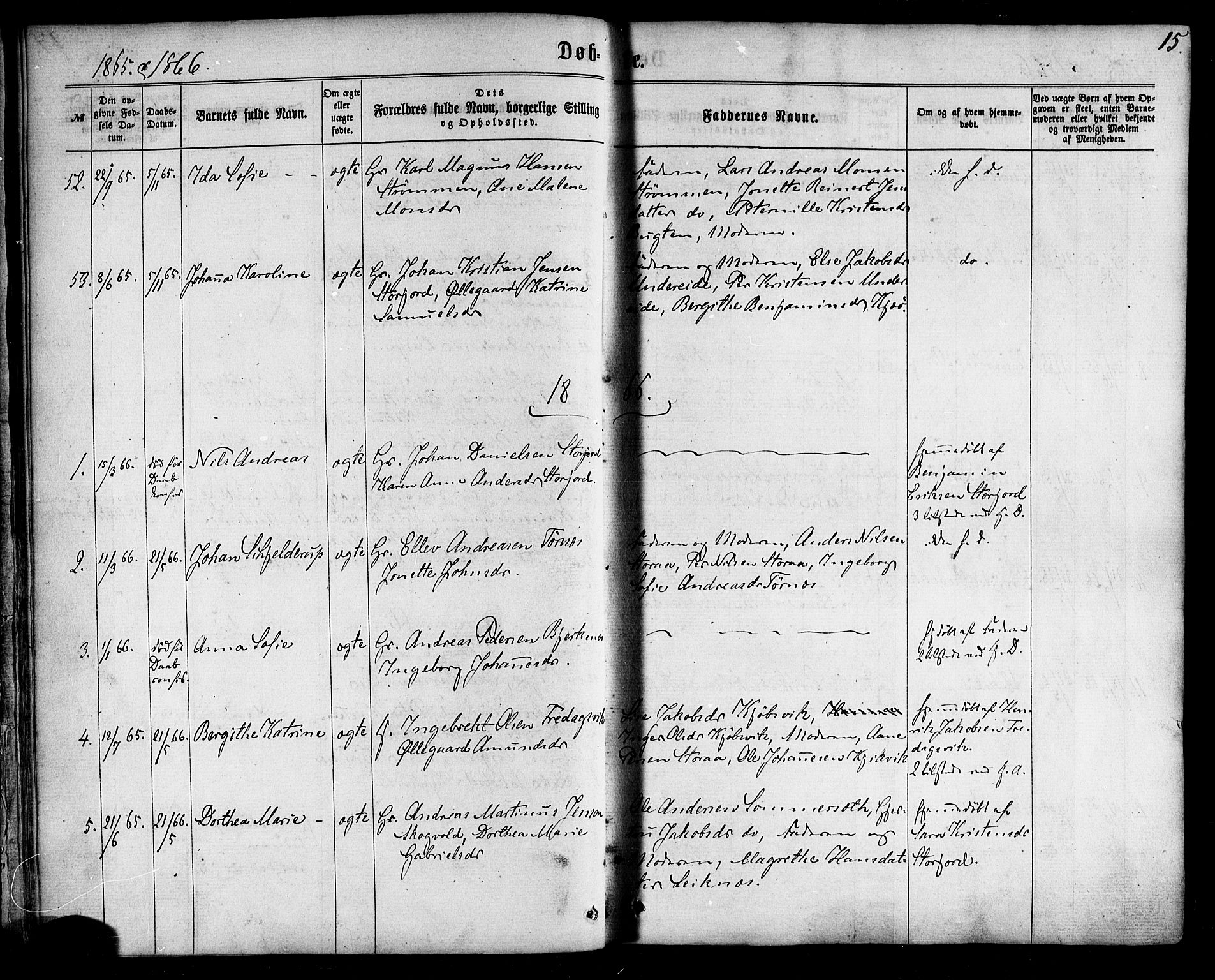 Ministerialprotokoller, klokkerbøker og fødselsregistre - Nordland, AV/SAT-A-1459/861/L0867: Parish register (official) no. 861A02, 1864-1878, p. 15