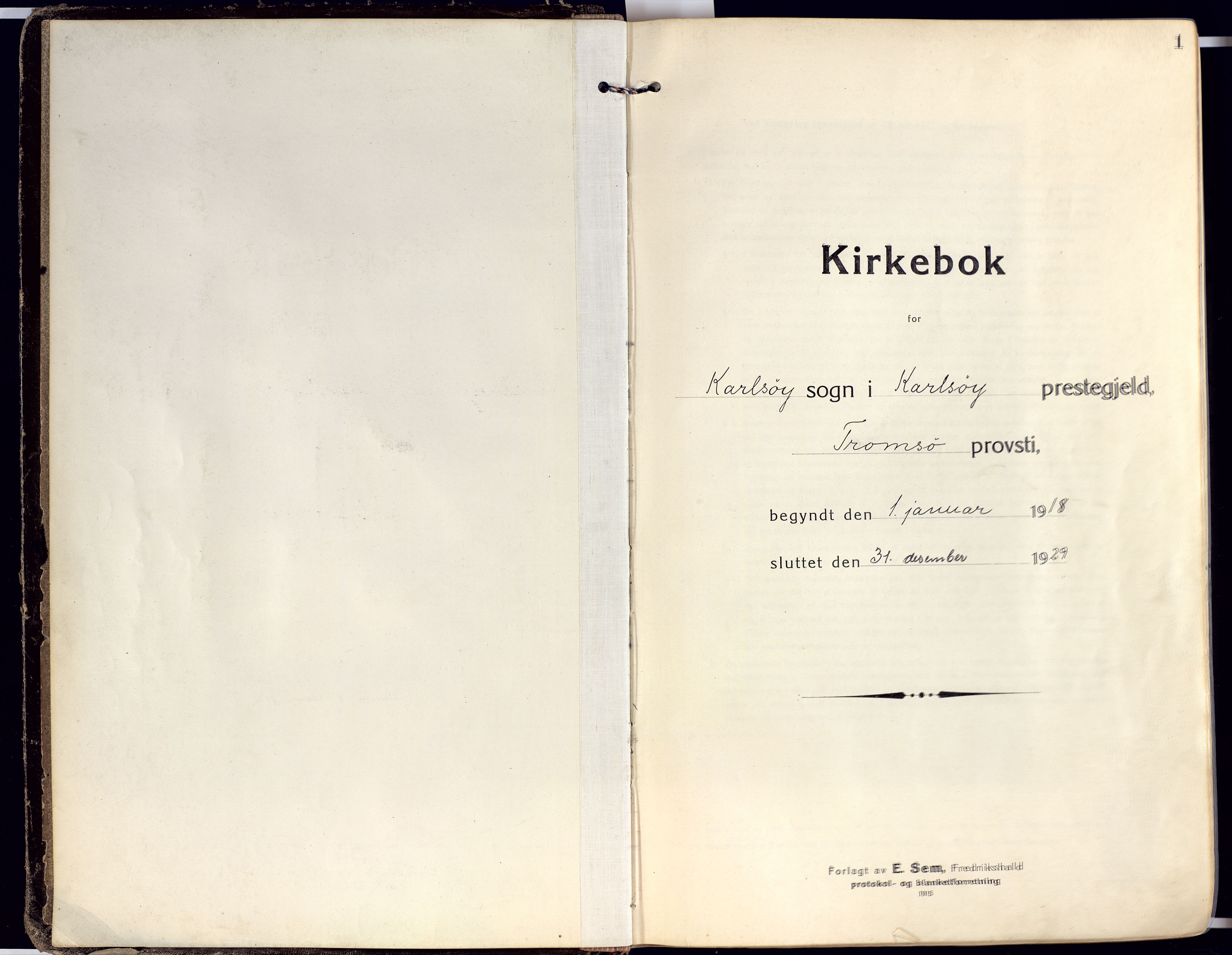 Karlsøy sokneprestembete, SATØ/S-1299/H/Ha/Haa/L0015kirke: Parish register (official) no. 15, 1918-1929