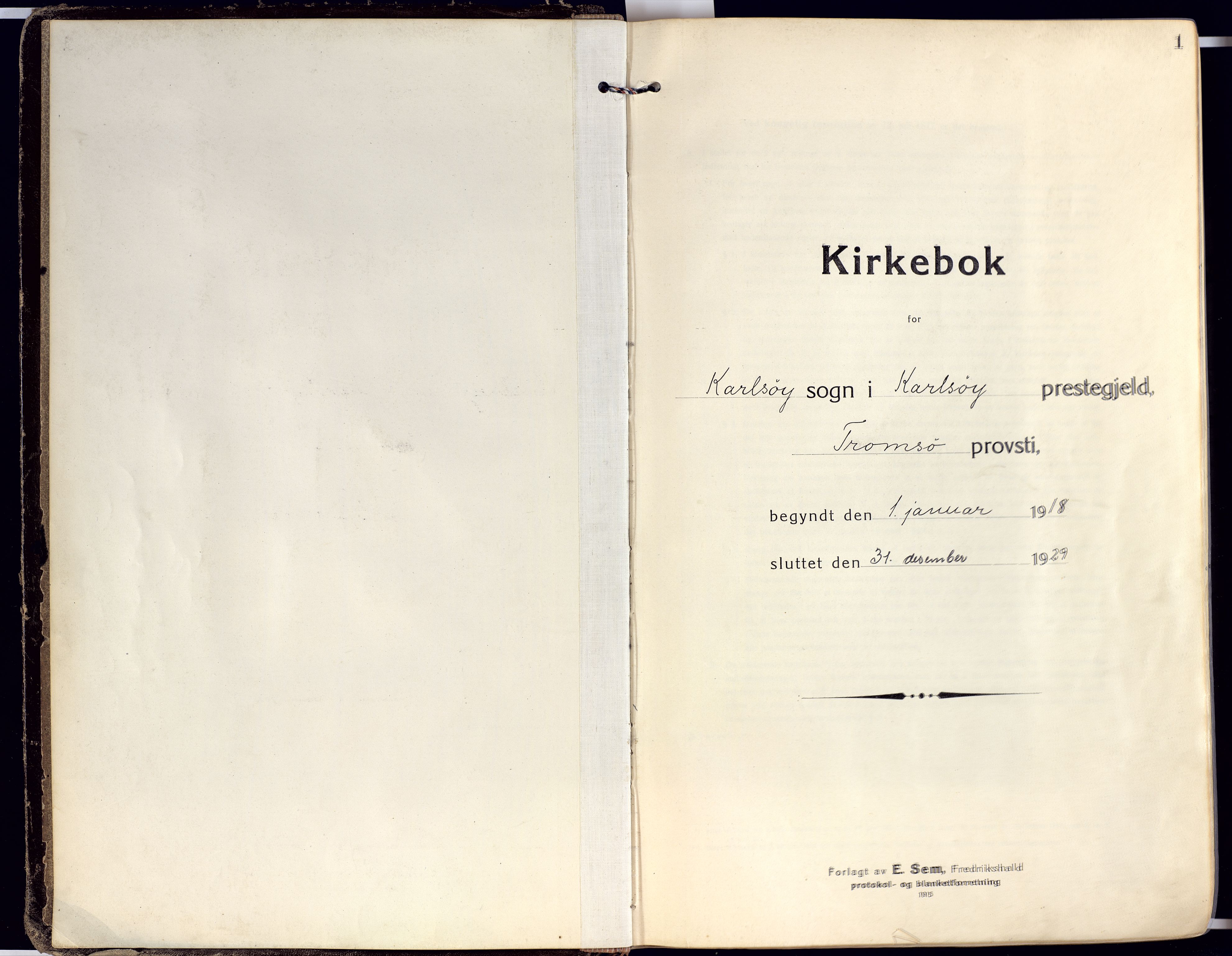 Karlsøy sokneprestembete, AV/SATØ-S-1299/H/Ha/Haa/L0015kirke: Parish register (official) no. 15, 1918-1929