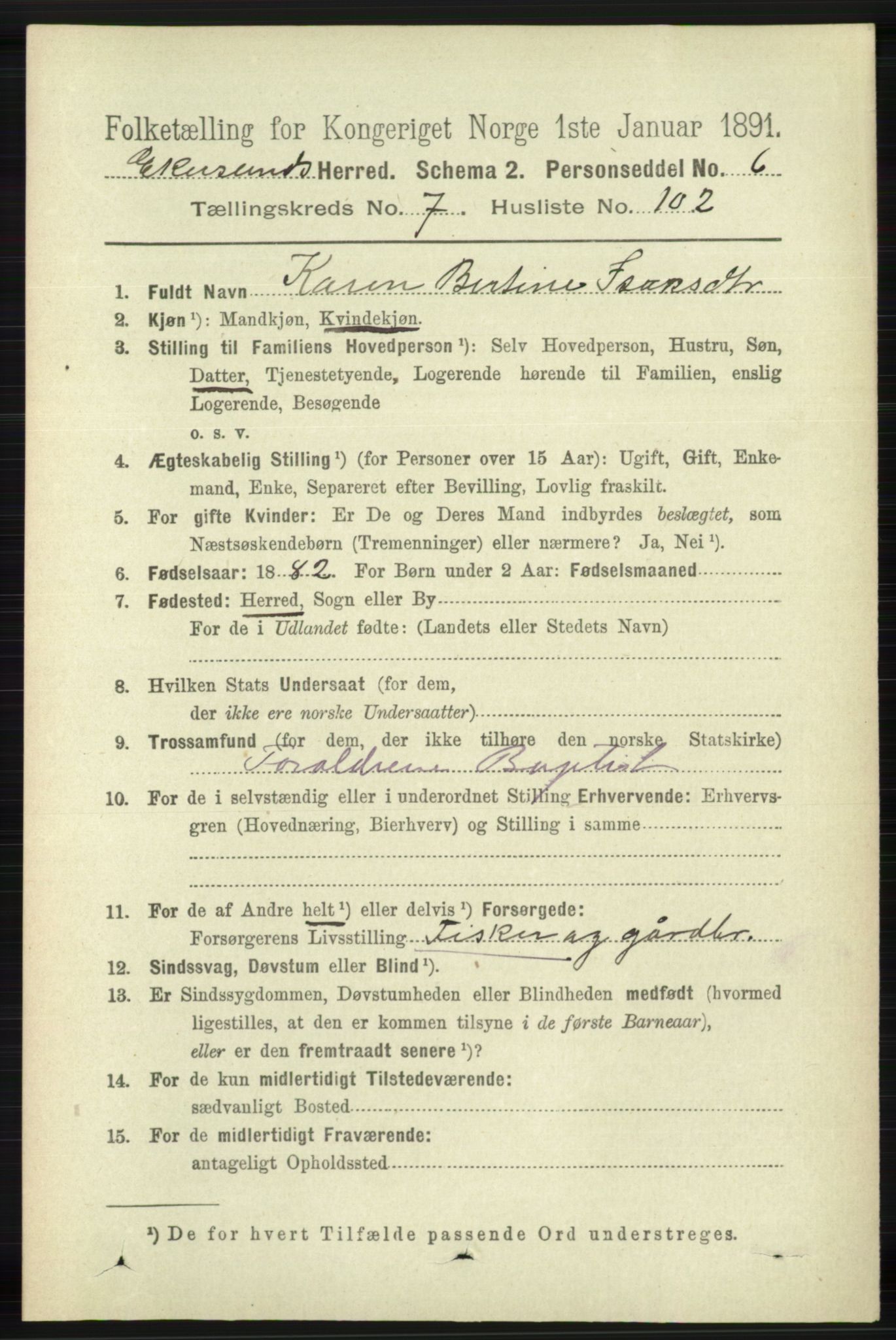 RA, 1891 census for 1116 Eigersund herred, 1891, p. 3415