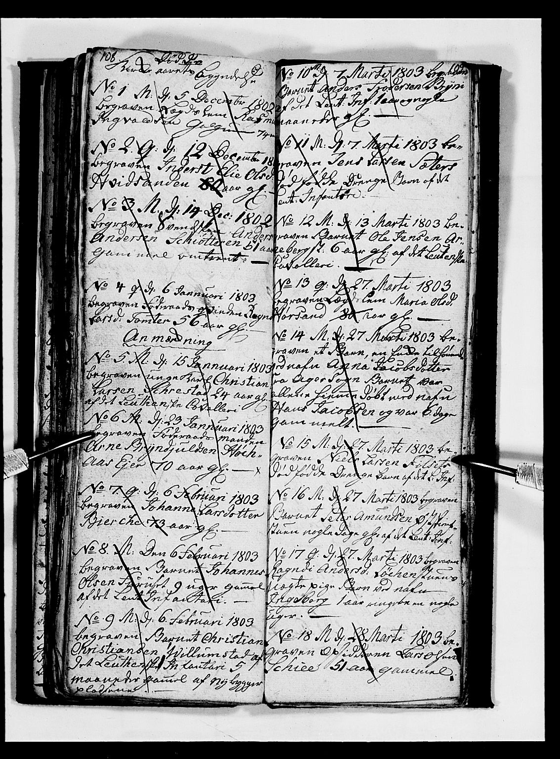 Romedal prestekontor, SAH/PREST-004/L/L0003: Parish register (copy) no. 3, 1801-1806, p. 108-109