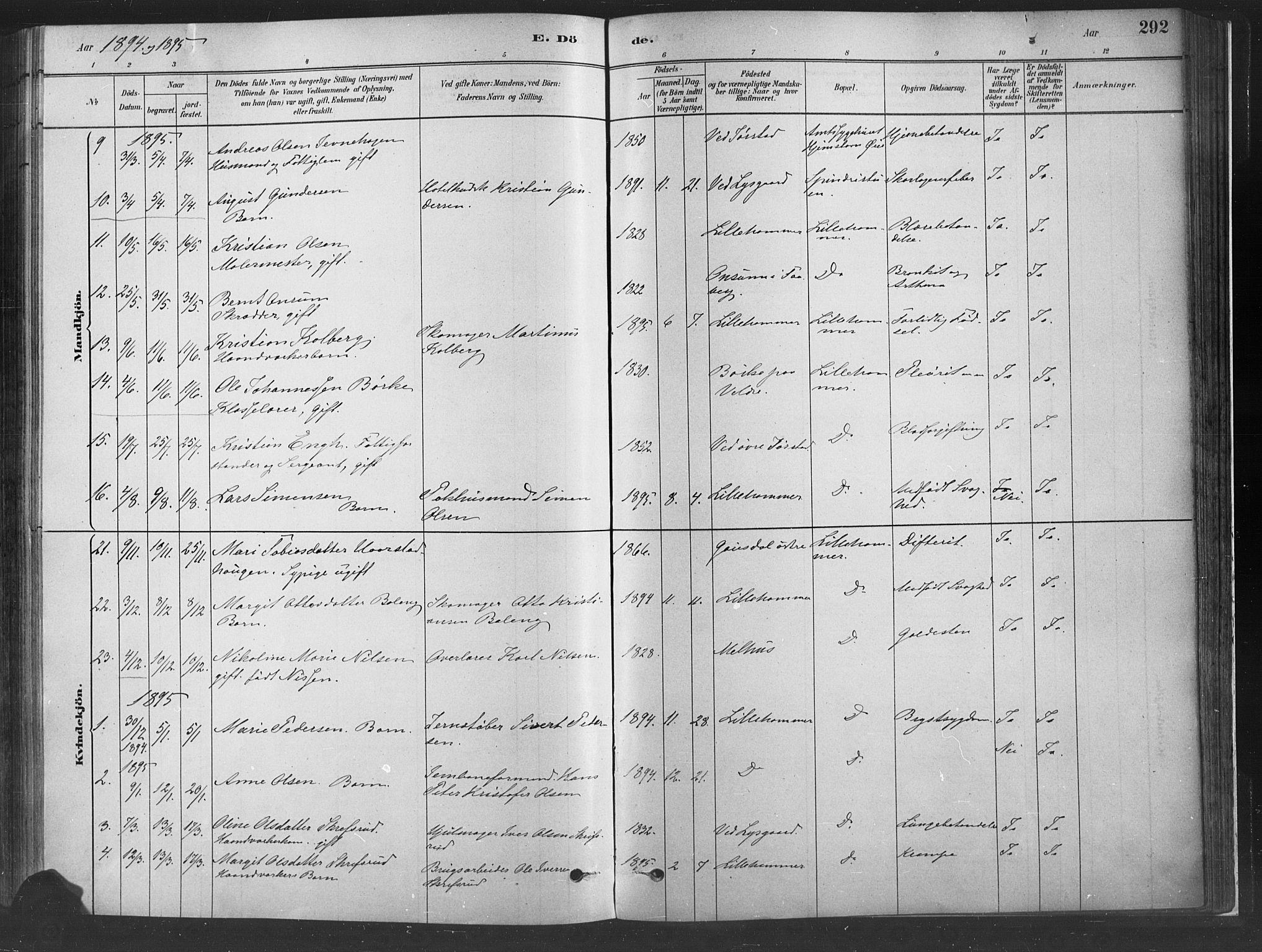 Fåberg prestekontor, SAH/PREST-086/H/Ha/Haa/L0010: Parish register (official) no. 10, 1879-1900, p. 292