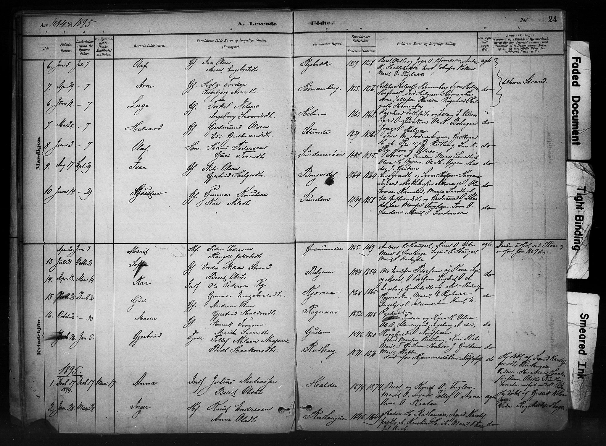 Nord-Aurdal prestekontor, SAH/PREST-132/H/Ha/Haa/L0011: Parish register (official) no. 11, 1883-1896, p. 24
