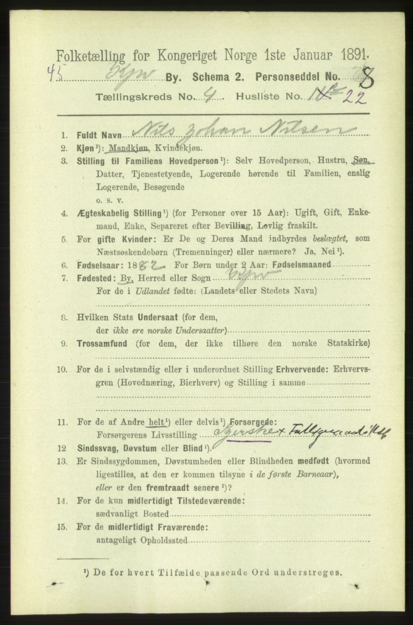 RA, 1891 census for 1105 Kopervik, 1891, p. 497