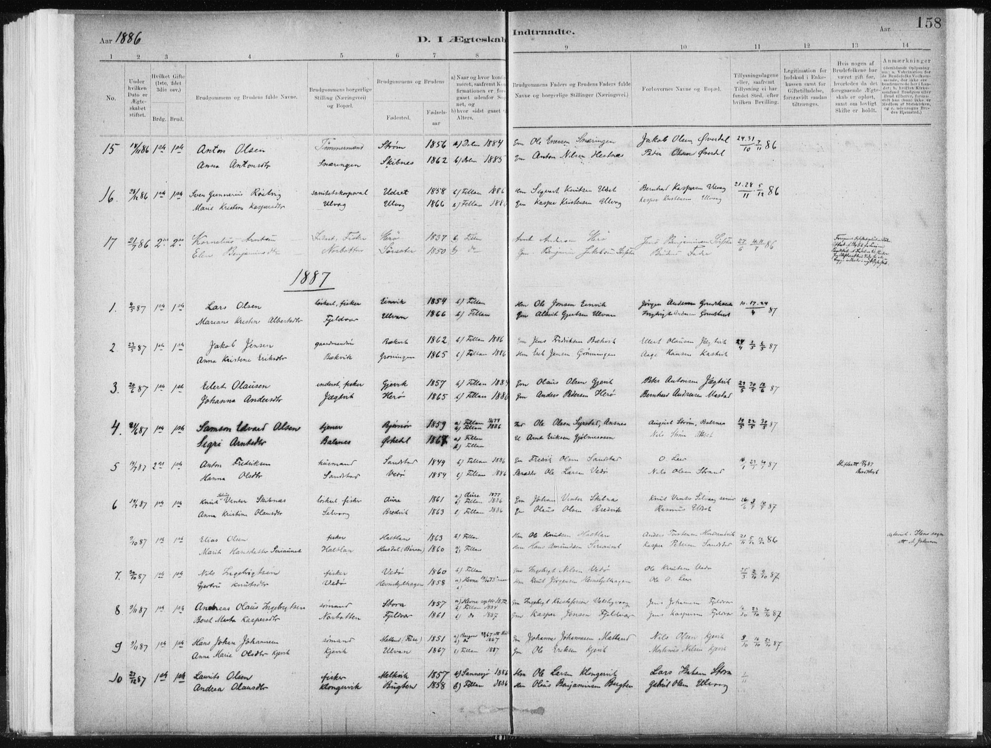 Ministerialprotokoller, klokkerbøker og fødselsregistre - Sør-Trøndelag, SAT/A-1456/637/L0558: Parish register (official) no. 637A01, 1882-1899, p. 158