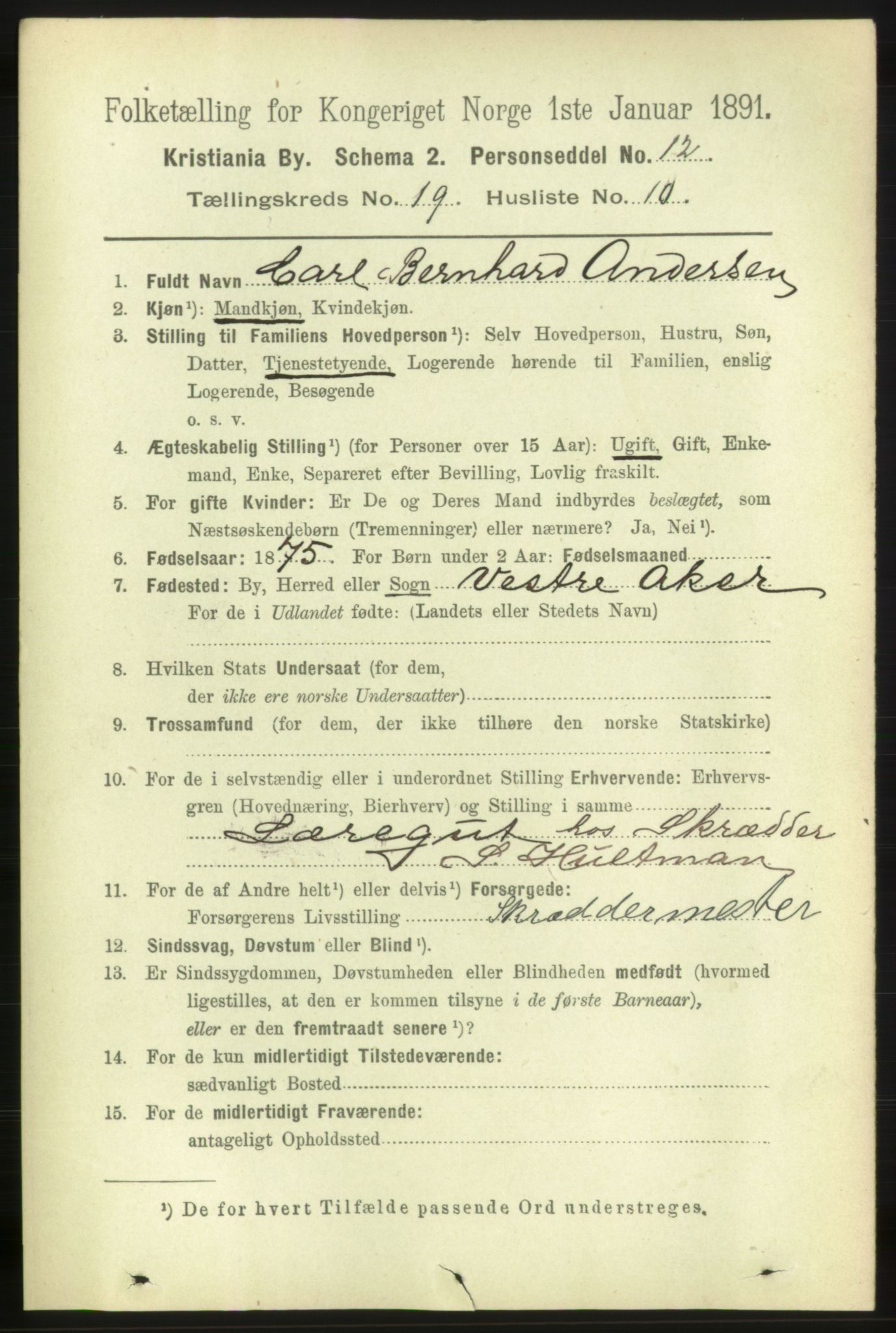 RA, 1891 census for 0301 Kristiania, 1891, p. 9733