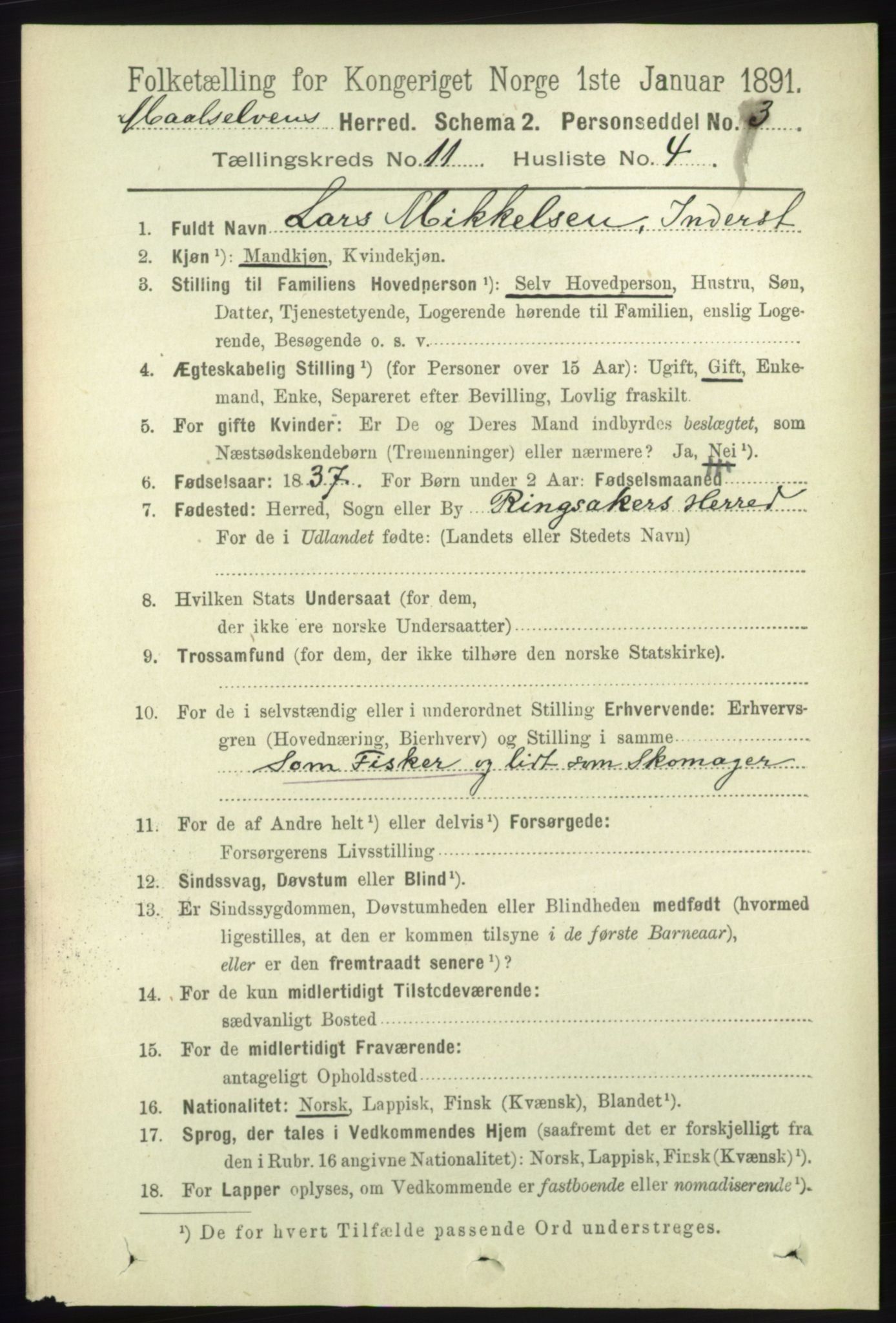 RA, 1891 census for 1924 Målselv, 1891, p. 3296