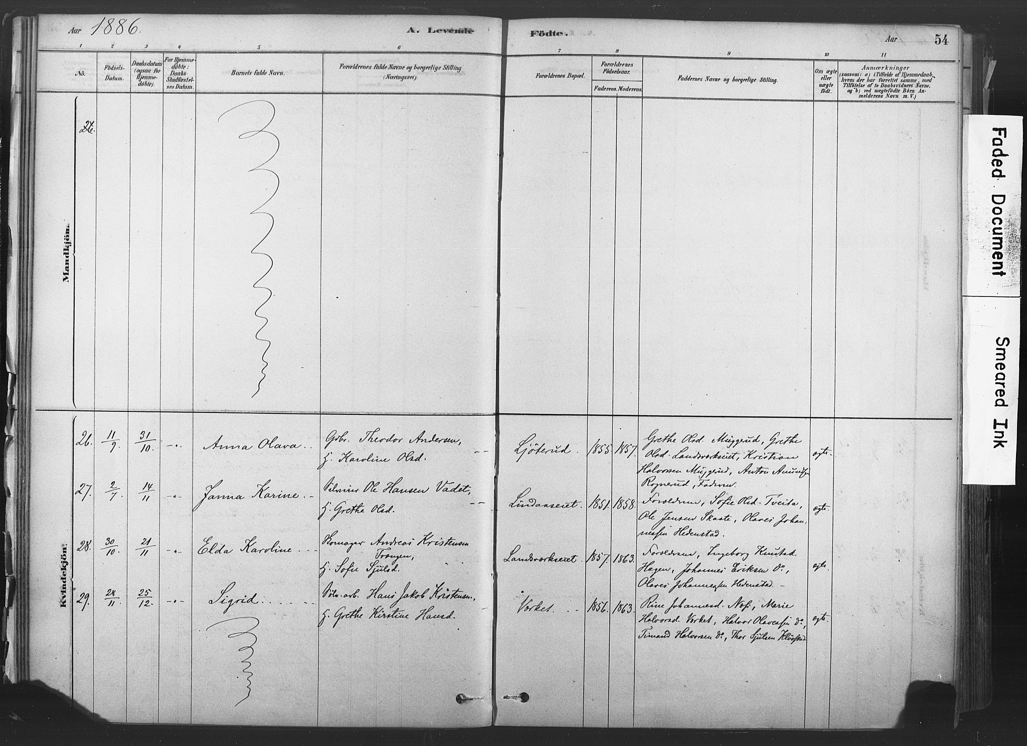 Sandsvær kirkebøker, AV/SAKO-A-244/F/Fd/L0001: Parish register (official) no. IV 1, 1878-1906, p. 54