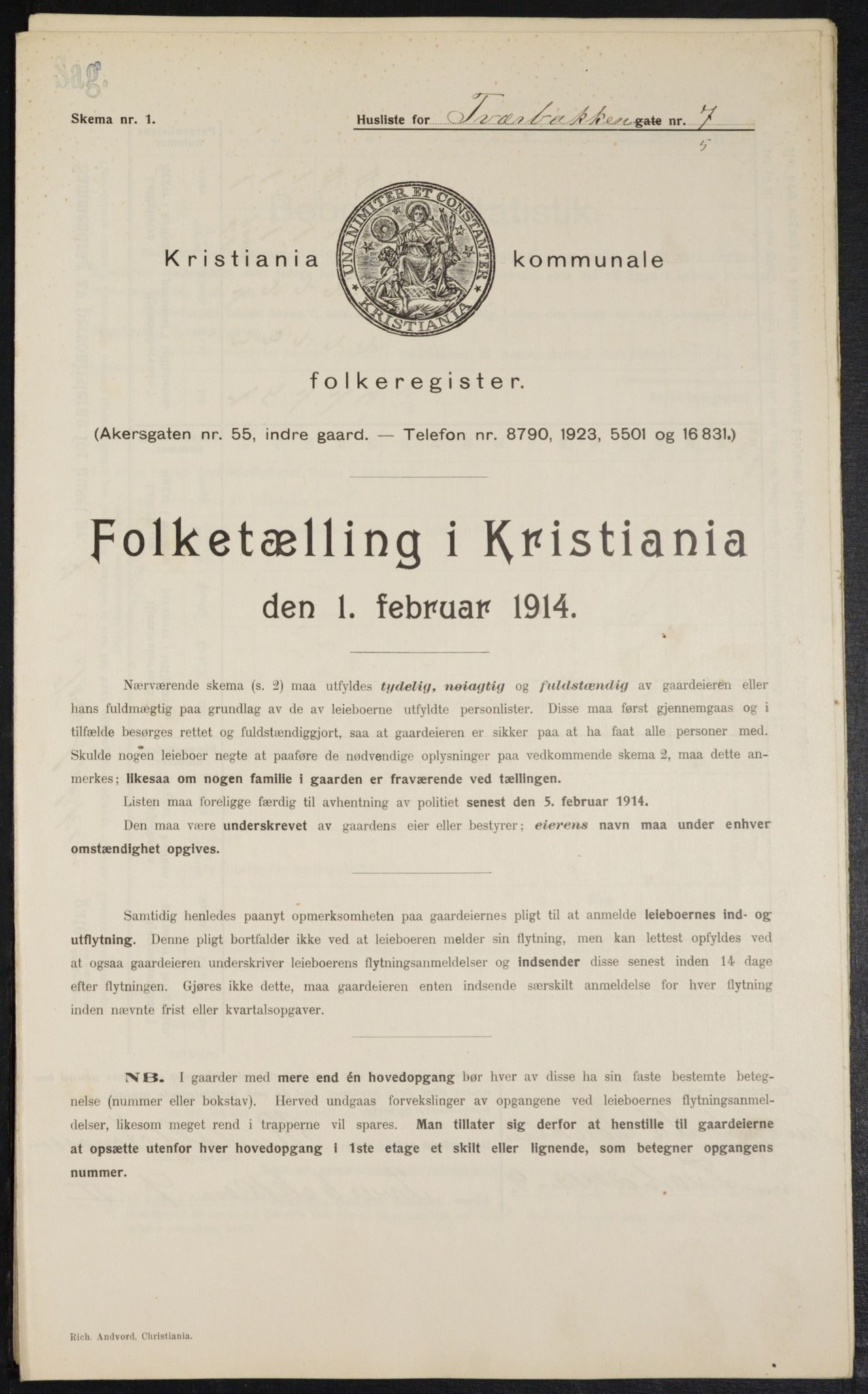 OBA, Municipal Census 1914 for Kristiania, 1914, p. 118243