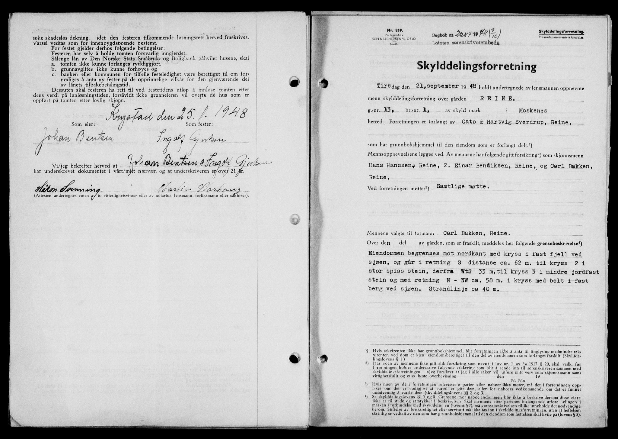 Lofoten sorenskriveri, SAT/A-0017/1/2/2C/L0019a: Mortgage book no. 19a, 1948-1948, Diary no: : 2284/1948